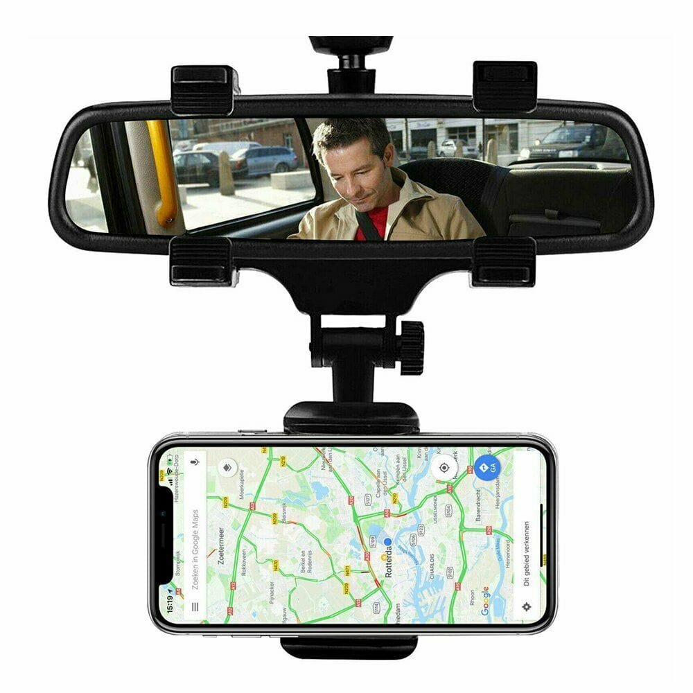 Universal Car Rear View Mirror Mount Stand GPS Cell Phone Holder 360 Rotation.