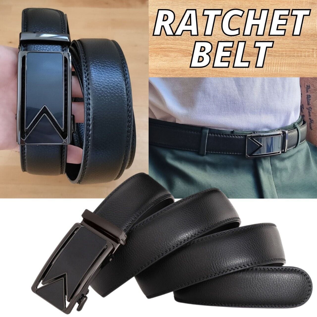 Ceinture à cliquet pour hommes ceinture en cuir pour hommes avec boucle coulissante ceintures à cliquet pour hommes USA