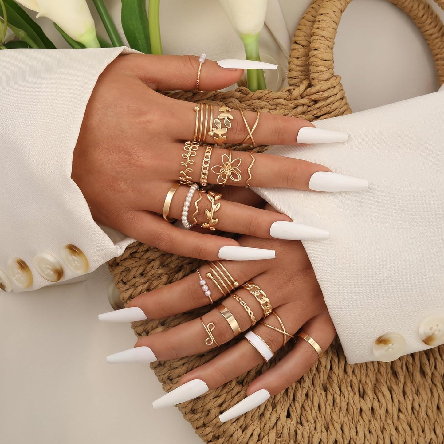 ÌF ME 24 Pcs Gold Vintage Knuckle Rings Set for Women Girls, Boho Dainty Stackable Midi Finger Rings, Snake Butterfly Signet Fashion Ring Pack Jewelry Gifts. Xpress