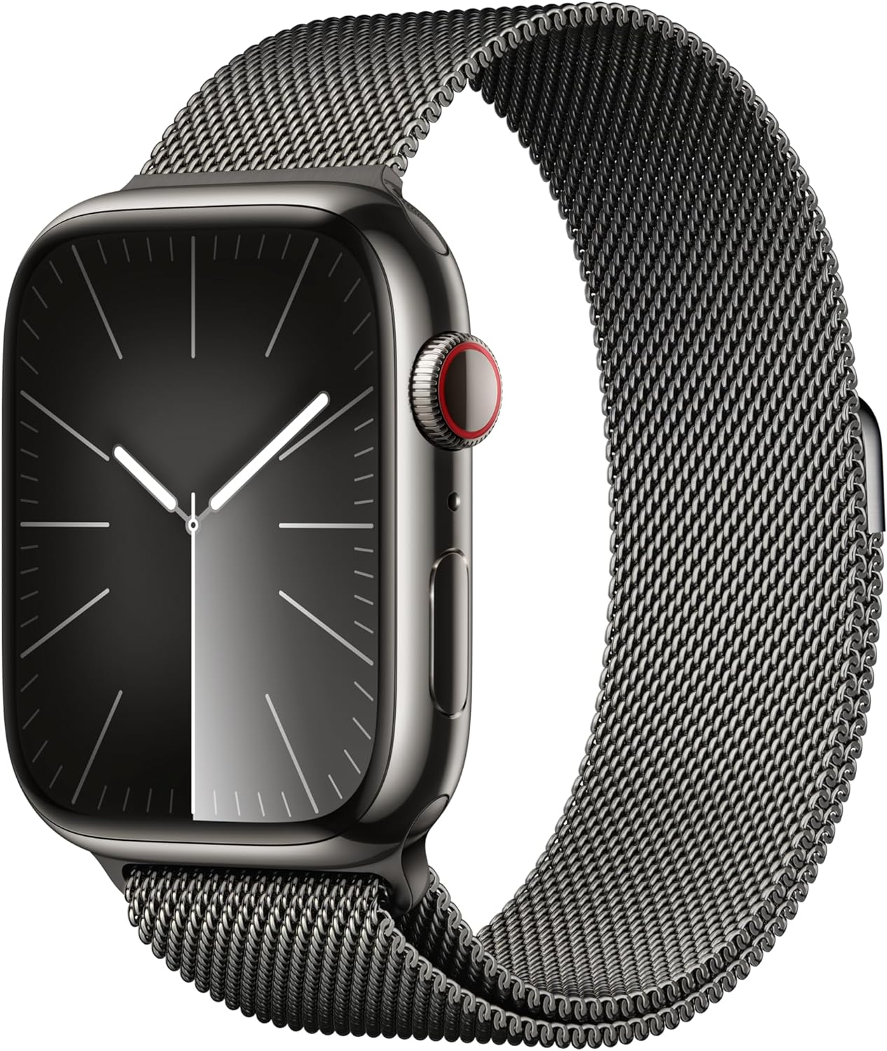 Montre intelligente Apple Watch Series 9 [GPS + Cellular 45 mm] avec boîtier en acier inoxydable doré et boucle milanaise dorée. Tracker d'activité, applications d'oxygène dans le sang et d'ECG, écran Retina toujours actif 