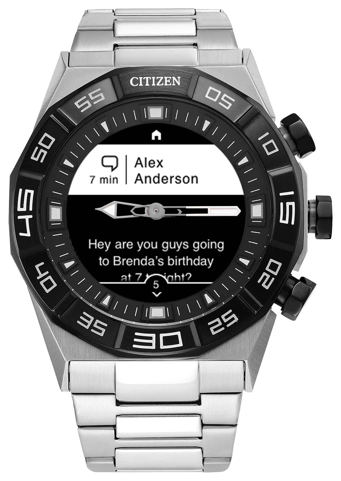 Citizen CZ Smart PQ2 Hybrid Smartwatch with YouQ Wellness app Featuring IBM Watson® AI and NASA Research, Black and White Customizable Display, Bluetooth, HR, Activity Tracker, 18-Day Battery Life