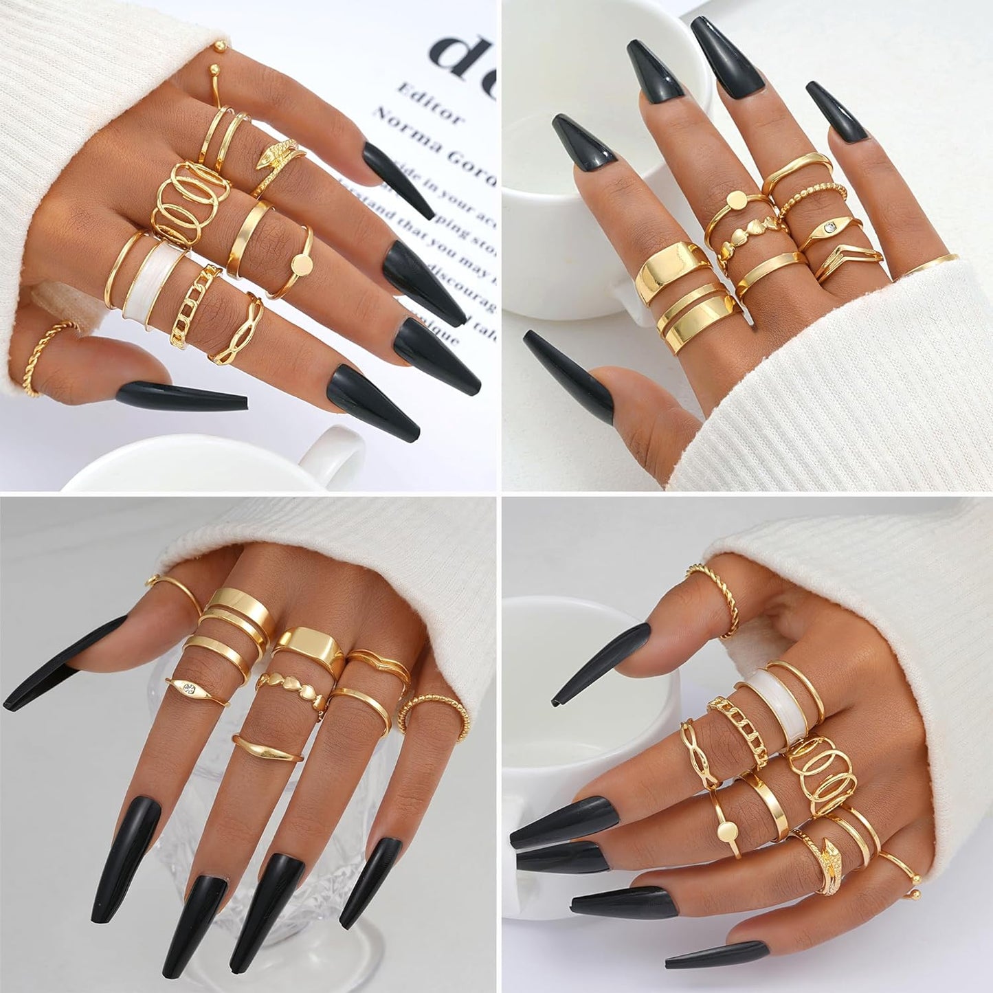 ÌF ME 24 Pcs Gold Vintage Knuckle Rings Set for Women Girls, Boho Dainty Stackable Midi Finger Rings, Snake Butterfly Signet Fashion Ring Pack Jewelry Gifts. Xpress