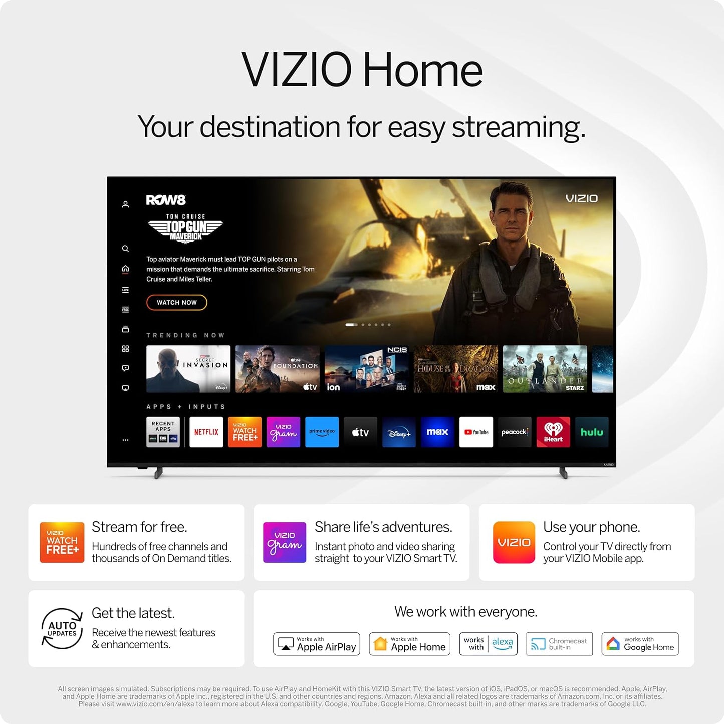 VIZIO Téléviseur intelligent Full HD 1080p de 40 pouces avec DTS Virtual : X, compatibilité Alexa, Chromecast intégré, compatible casque Bluetooth (VFD40M-08 nouveau) 