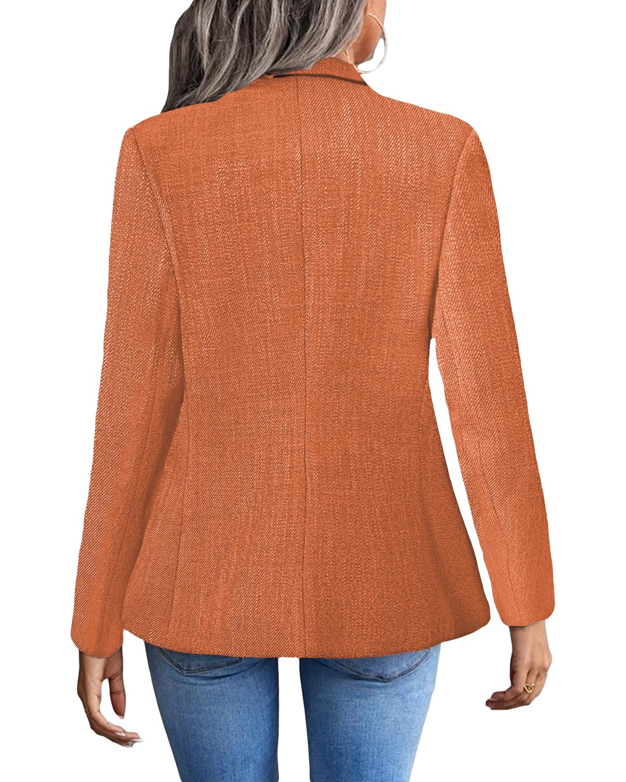 Blazer informal para mujer, primavera 2024, frente abierto, trabajo de negocios, chaqueta a cuadros de Tweed, bolsillo para traje (S-XXL) 