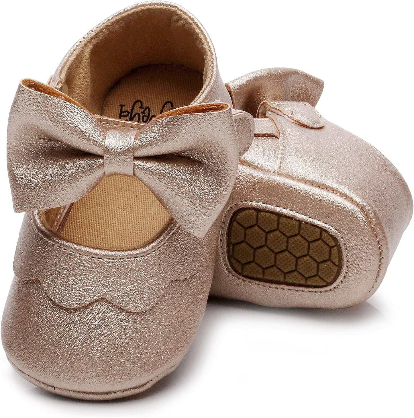 HONGTEYA Infant Baby Girls Mary Jane Flats Non Slip for Toddler First Walkers Soft Sole PU Leather Crib Shoes Sneaker Wedding Party Christmas Princess Dress Shoes Baby Moccasins Girls Xpress