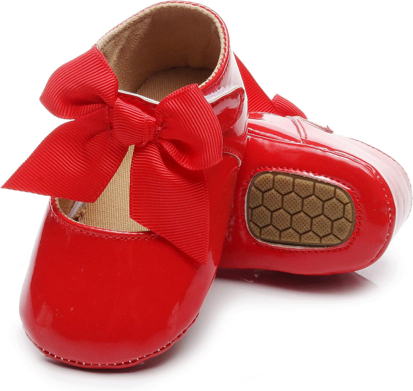 HONGTEYA Infant Baby Girls Mary Jane Flats Non Slip for Toddler First Walkers Soft Sole PU Leather Crib Shoes Sneaker Wedding Party Christmas Princess Dress Shoes Baby Moccasins Girls Xpress