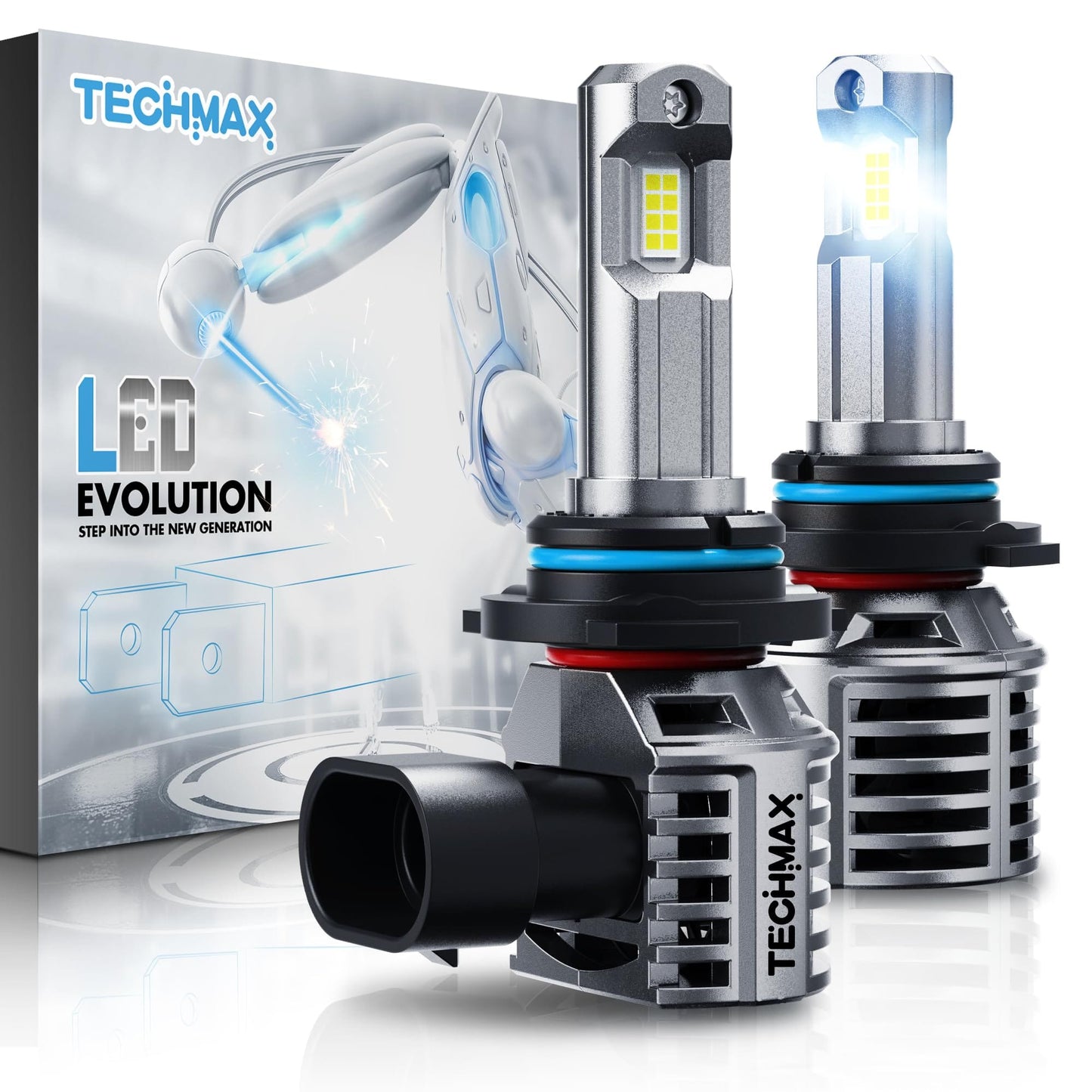 TECHMAX Bombilla LED H7, 18000 lm, 6500 K, luz blanca, no requiere adaptador con ventilador Plug and Play 1:1, luz antiniebla halógena de repuesto de tamaño pequeño, paquete de 2 