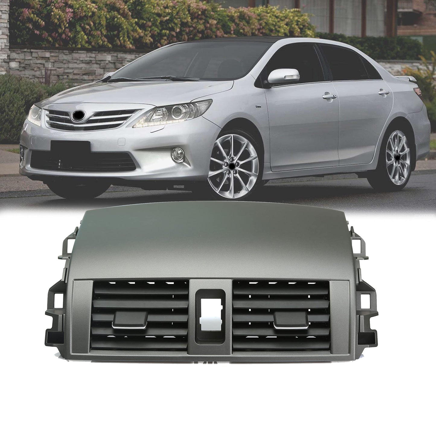 Panneau de ventilation de rechange pour tableau de bord central A/C avec grille d'aération d'horloge compatible avec Toyota Corolla 2009-2013 remplace # 55670-02340 