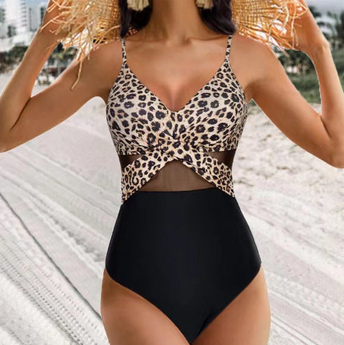 Maillot de bain une pièce à col licou, couleur unie, Design à bretelles croisées, en maille, Bikini, vêtements de plage, vacances, été