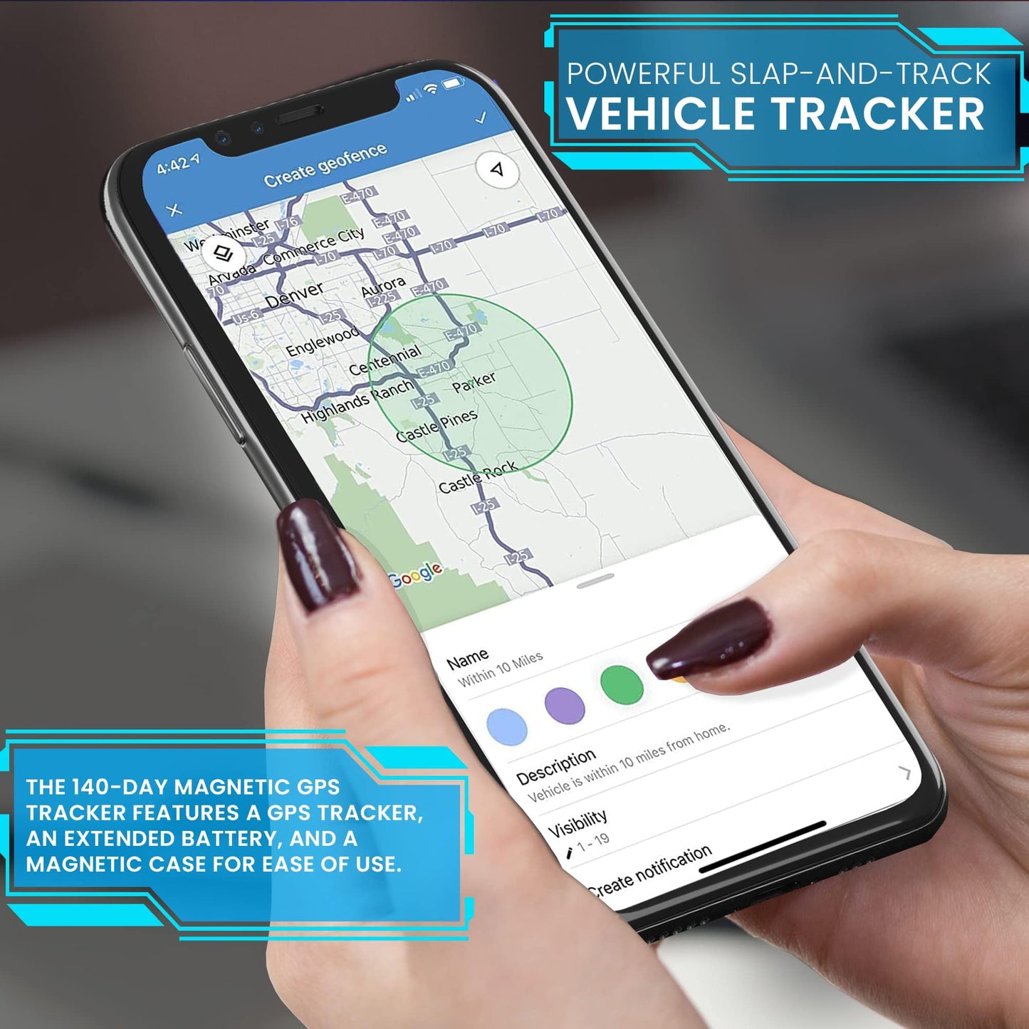 Brickhouse Security GPS Car Tracker – Tracker caché pour véhicules – Batterie longue durée, dispositif de suivi GPS LTE 140 jours pour véhicules avec boîtier magnétique et batterie étendue – Abonnement requis 