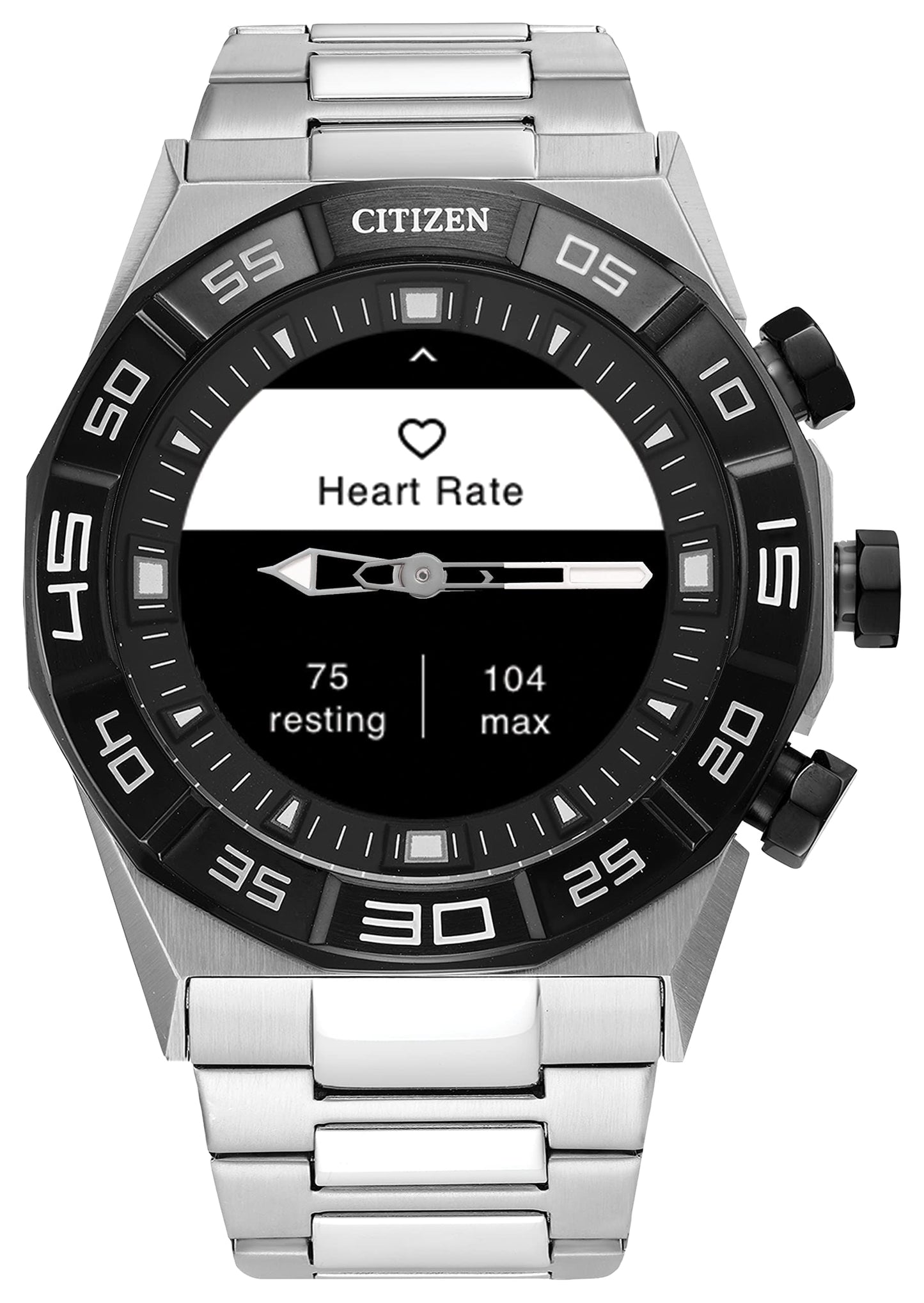 Citizen CZ Smart PQ2 Hybrid Smartwatch with YouQ Wellness app Featuring IBM Watson® AI and NASA Research, Black and White Customizable Display, Bluetooth, HR, Activity Tracker, 18-Day Battery Life