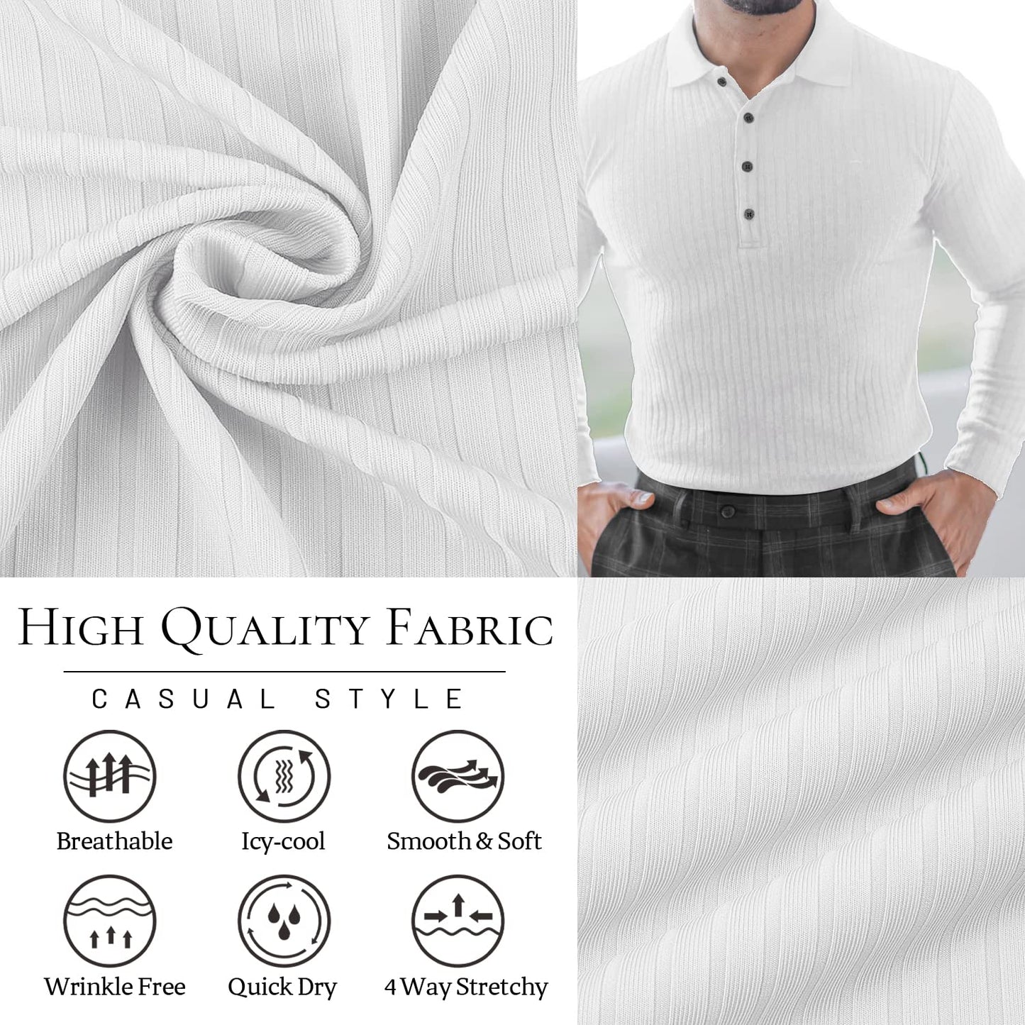 Muscle Polo Shirts for Men Slim Fit Short Sleeve Golf Shirts Men Dry Fit Shirts Casual Stylish Clothes