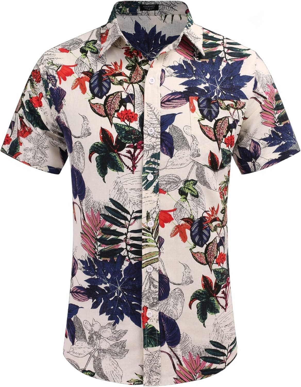 COOFANDY Men's Linen Shirts Casual Button Down Short Sleeve Summer Beach Shirt Hawaiian Vacation Shirts