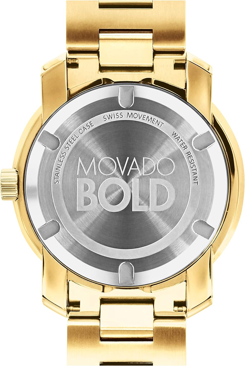 Movado Bold, Caja de acero chapada en oro iónico, Esfera verde, Brazalete de acero chapada en oro, Hombre, 3600582 