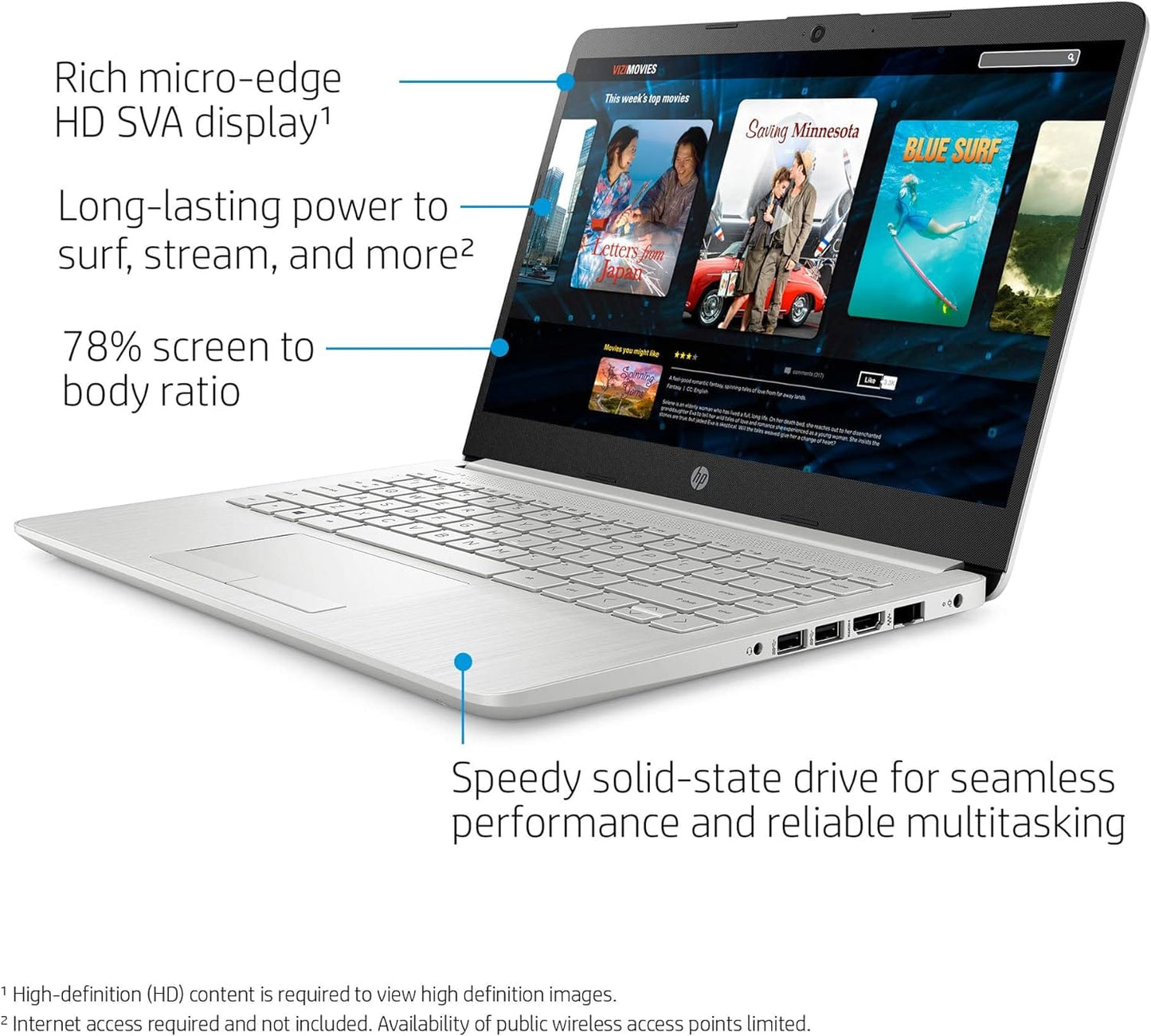 HP 14 Laptop, Intel Celeron N4020, 4 GB RAM, 64 GB Storage, 14-inch Micro-edge HD Display, Windows 11 Home, Thin & Portable, 4K Graphics, One Year of Microsoft 365 (14-dq0040nr, 2021, Snowflake White) Xpress