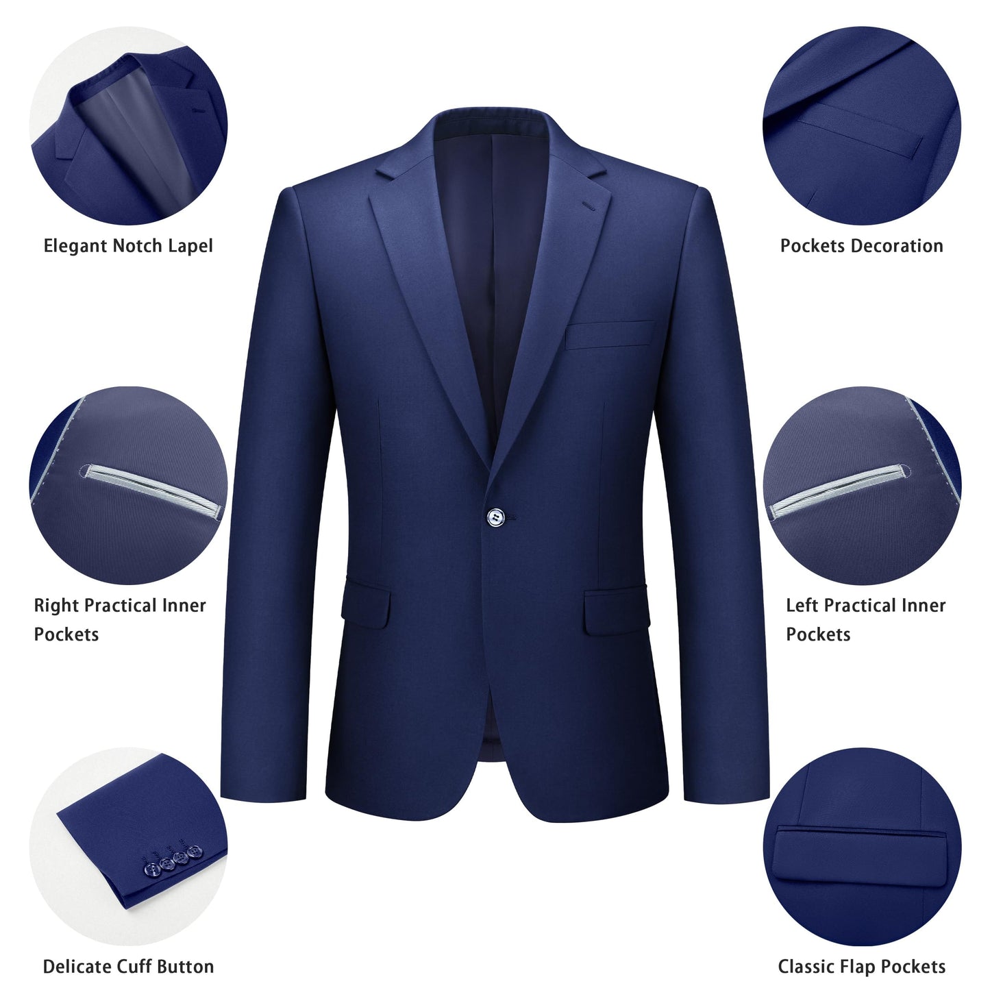 Mens Suit 2 Piece Suits for Men One Button Slim Fit Solid Jacket & Pant Tuxedo Set Business Wedding Party