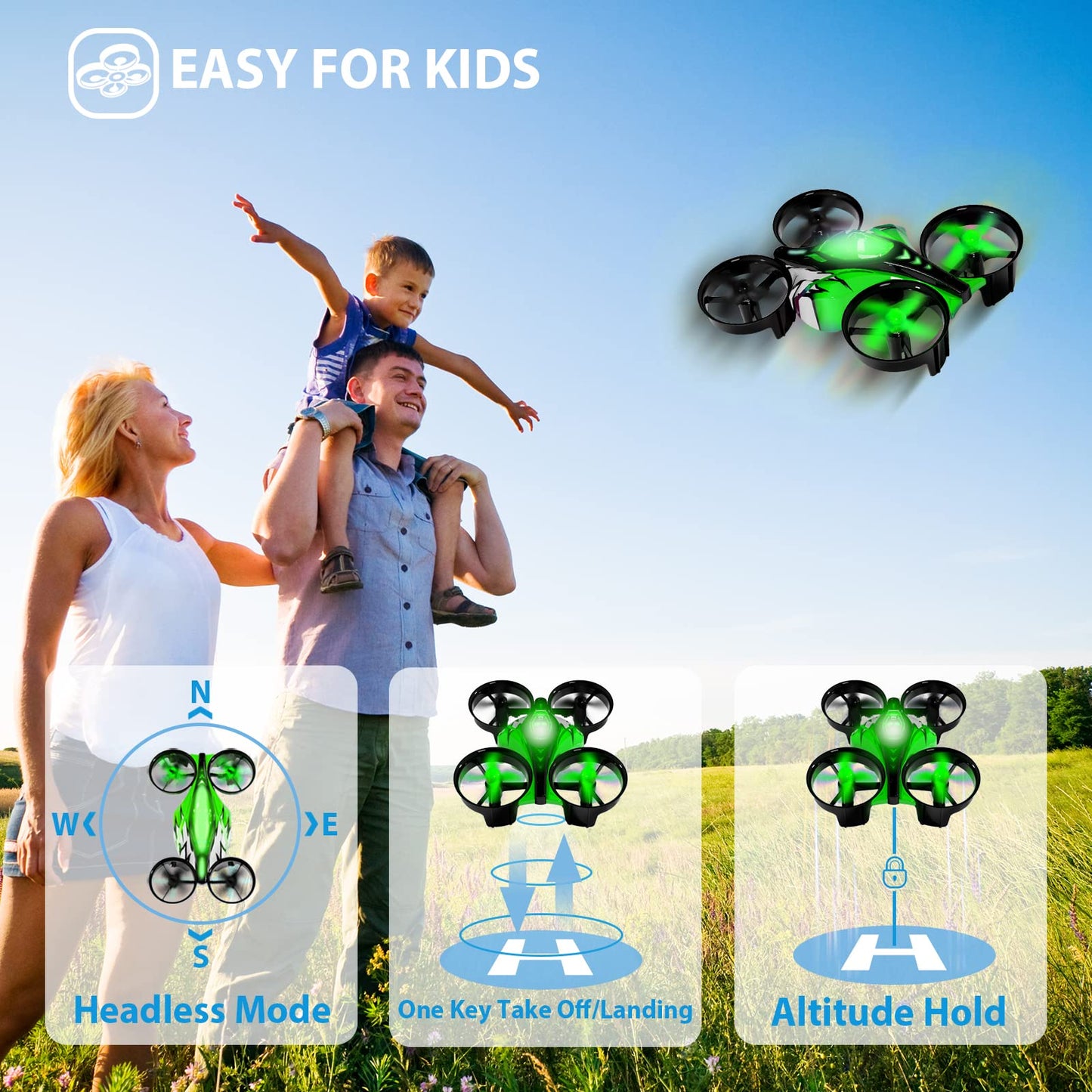 Mini drones 2 en 1 para niños con control remoto, modo tierra o modo vuelo, luces LED, desplazamiento automático, giro 3D, modo sin cabeza y 2 baterías, juguetes regalos para niños y niñas (rosa puerto) 