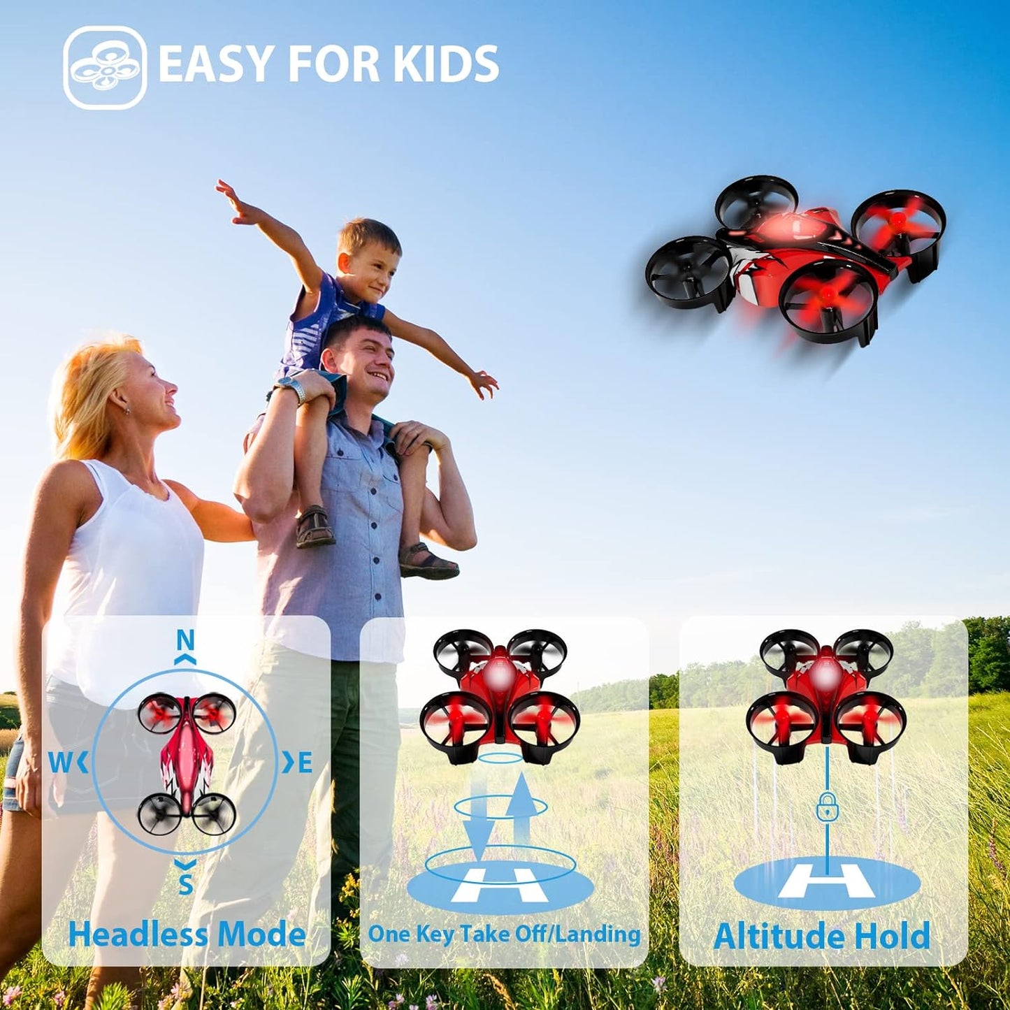 Mini drones 2 en 1 para niños con control remoto, modo tierra o modo vuelo, luces LED, desplazamiento automático, giro 3D, modo sin cabeza y 2 baterías, juguetes regalos para niños y niñas (rosa puerto) 