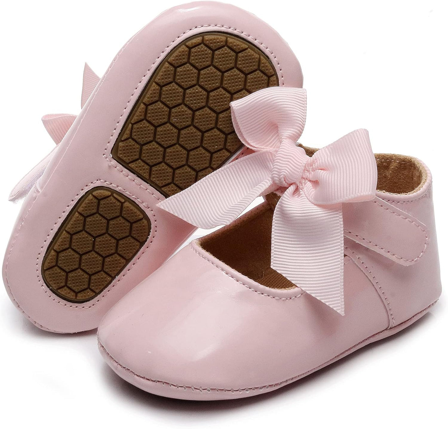 HONGTEYA Infant Baby Girls Mary Jane Flats Non Slip for Toddler First Walkers Soft Sole PU Leather Crib Shoes Sneaker Wedding Party Christmas Princess Dress Shoes Baby Moccasins Girls Xpress