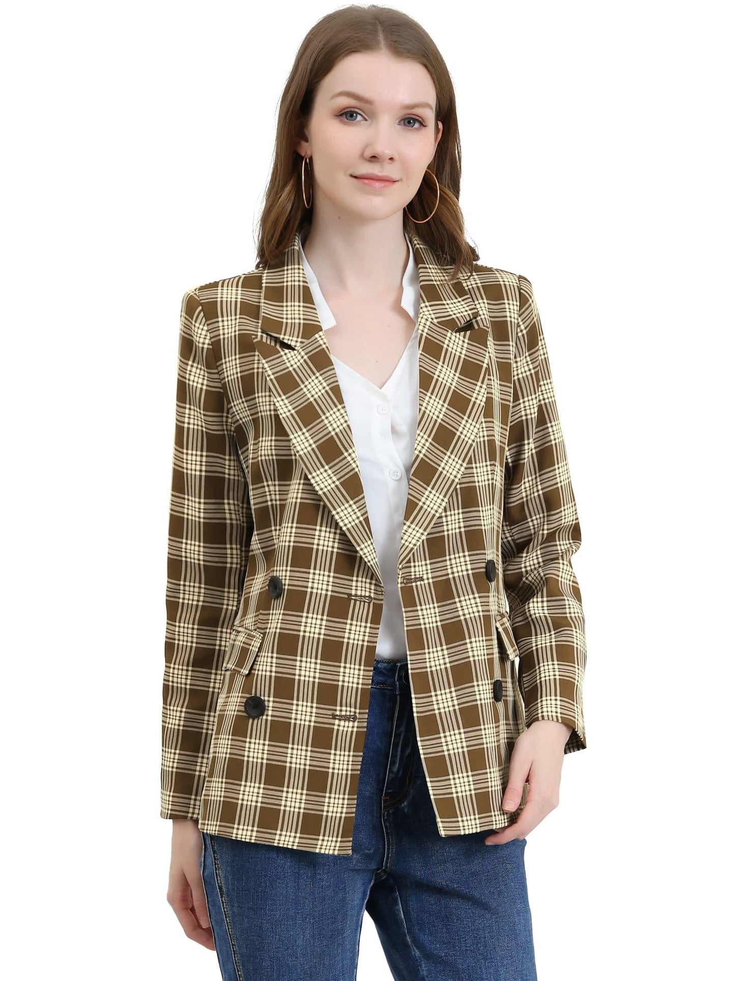 Allegra K Veste blazer formelle à revers cranté pour femme