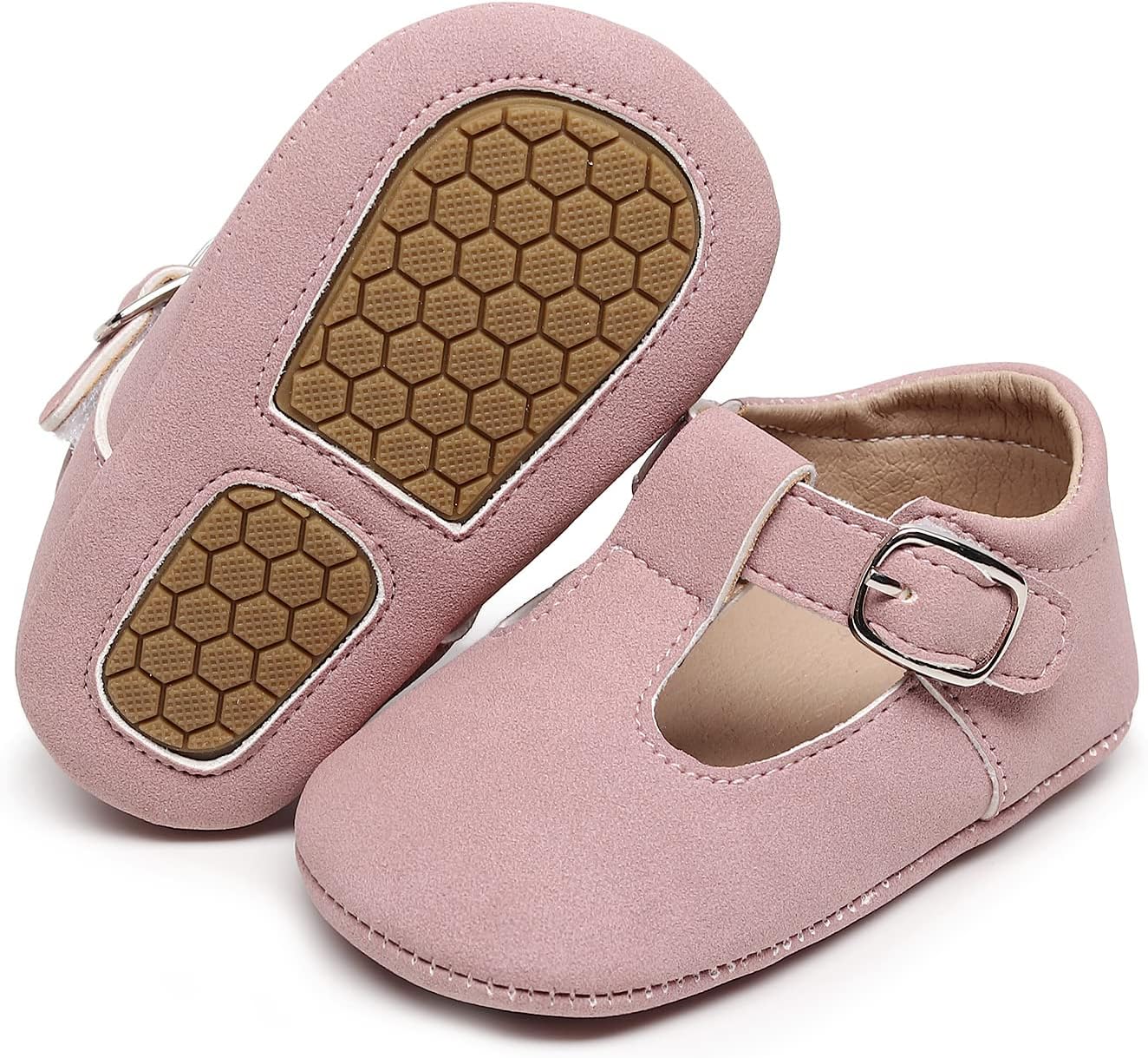 HONGTEYA Infant Baby Girls Mary Jane Flats Non Slip for Toddler First Walkers Soft Sole PU Leather Crib Shoes Sneaker Wedding Party Christmas Princess Dress Shoes Baby Moccasins Girls Xpress