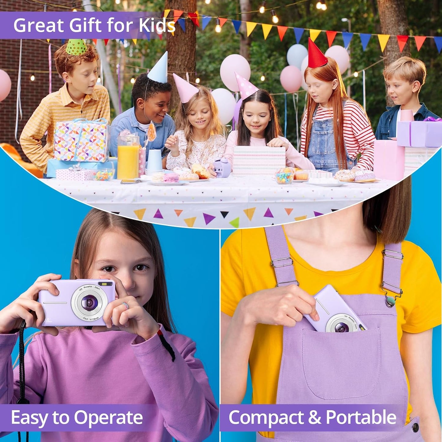 Digital Camera 2024 Newest 1080P 44MP Digital Cameras for Photography, Digital Point and Shoot Camera for Kids with 16X Zoom, Anti-Shake, Compact Small Travel Camera for Boys Girls Teens Gift Xpress