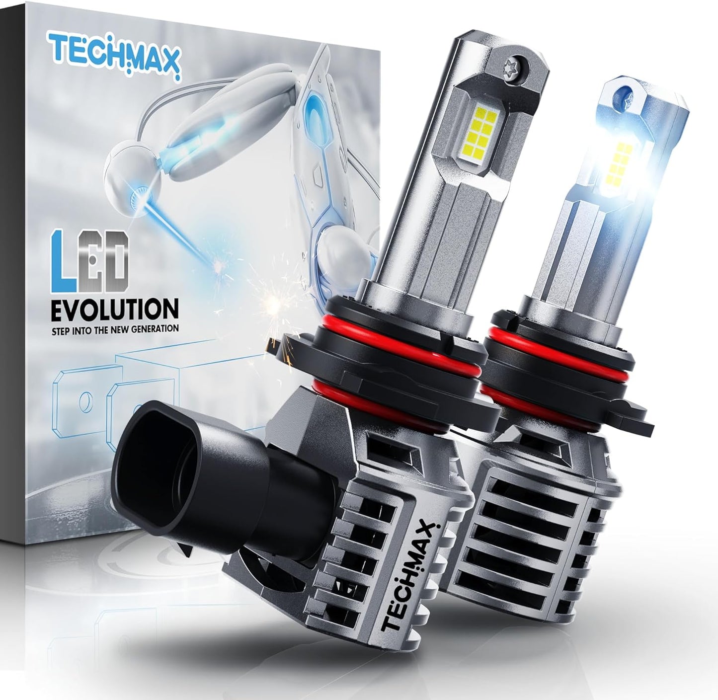 TECHMAX Bombilla LED H7, 18000 lm, 6500 K, luz blanca, no requiere adaptador con ventilador Plug and Play 1:1, luz antiniebla halógena de repuesto de tamaño pequeño, paquete de 2 