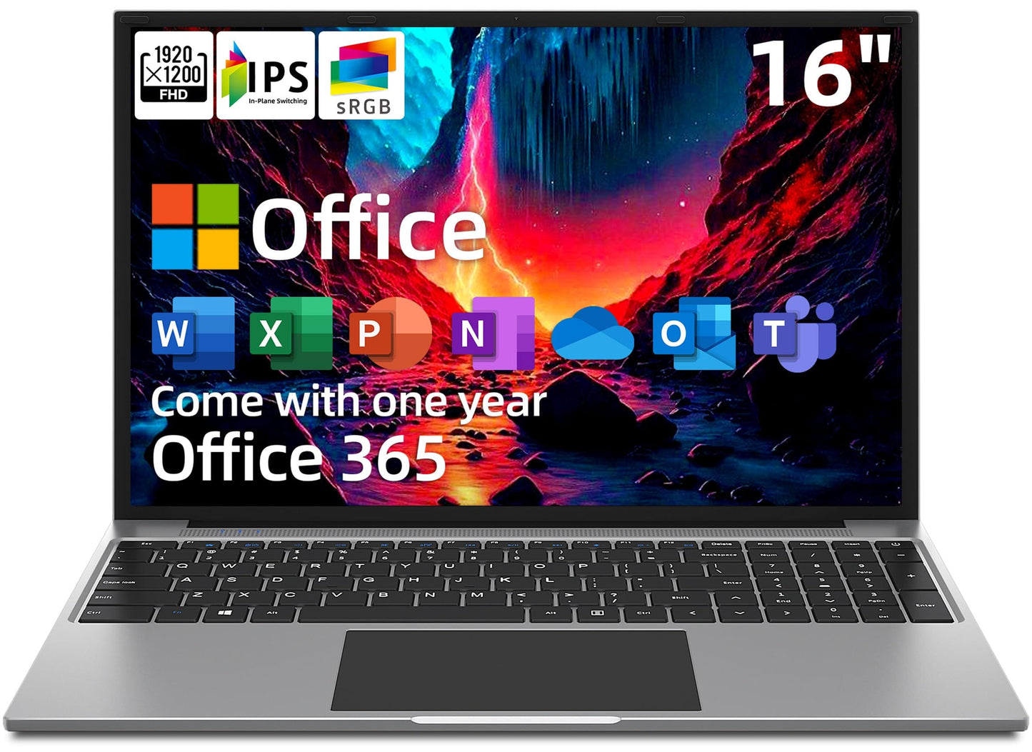 jumper Laptop, 16 Inch FHD IPS 16:10 Screen, Intel Celeron Quad Core CPU, 4GB LPDDR4 RAM 128GB Storage, Office 365 1-Year Subscription, Laptops Computer with Numeric Keypad, 4 Stereo Speakers, WiFi.