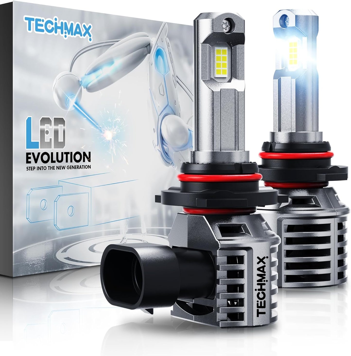 TECHMAX Bombilla LED H7, 18000 lm, 6500 K, luz blanca, no requiere adaptador con ventilador Plug and Play 1:1, luz antiniebla halógena de repuesto de tamaño pequeño, paquete de 2 