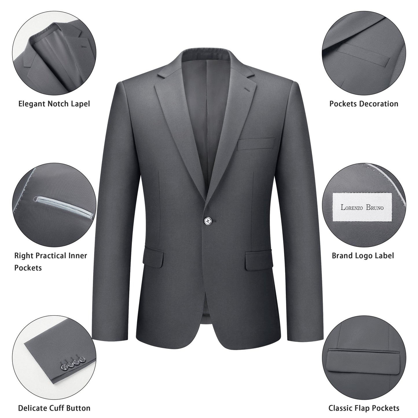 Mens Suit 2 Piece Suits for Men One Button Slim Fit Solid Jacket & Pant Tuxedo Set Business Wedding Party