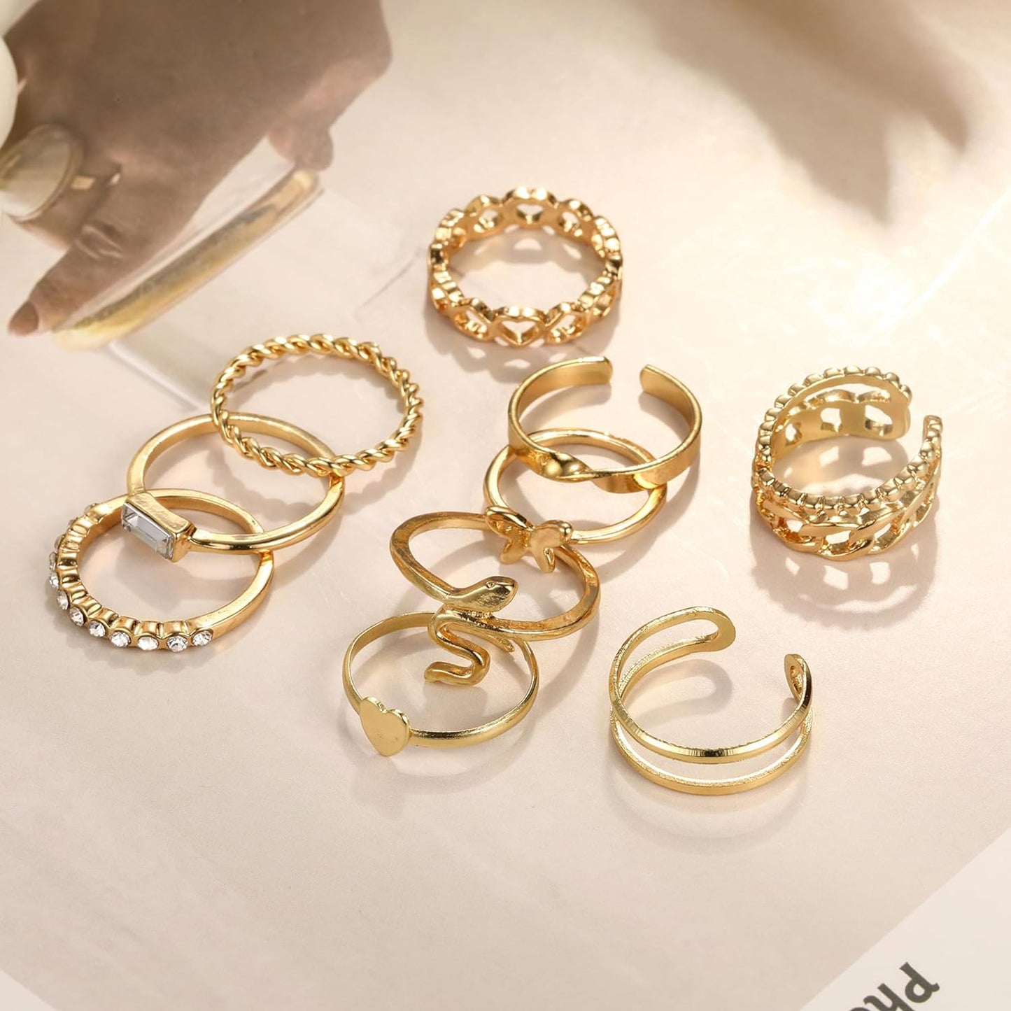 ÌF ME 24 Pcs Gold Vintage Knuckle Rings Set for Women Girls, Boho Dainty Stackable Midi Finger Rings, Snake Butterfly Signet Fashion Ring Pack Jewelry Gifts. Xpress