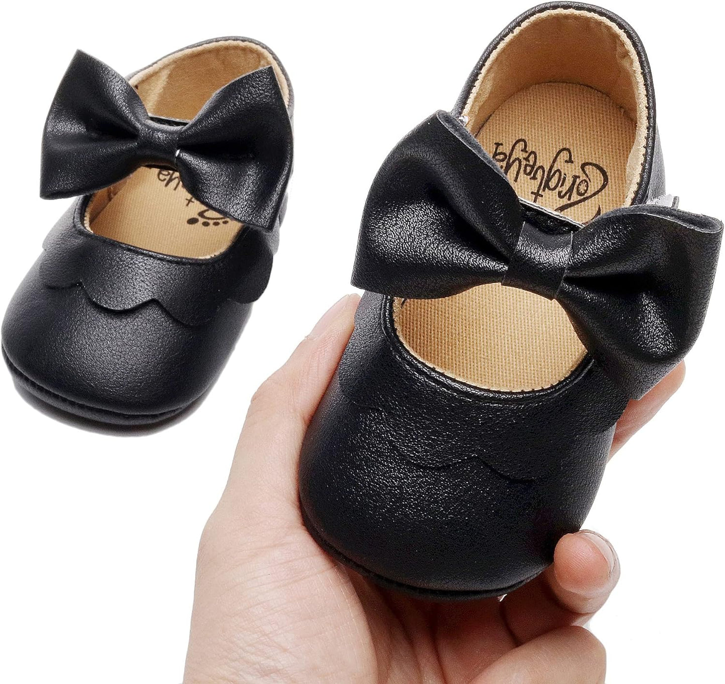 HONGTEYA Infant Baby Girls Mary Jane Flats Non Slip for Toddler First Walkers Soft Sole PU Leather Crib Shoes Sneaker Wedding Party Christmas Princess Dress Shoes Baby Moccasins Girls Xpress