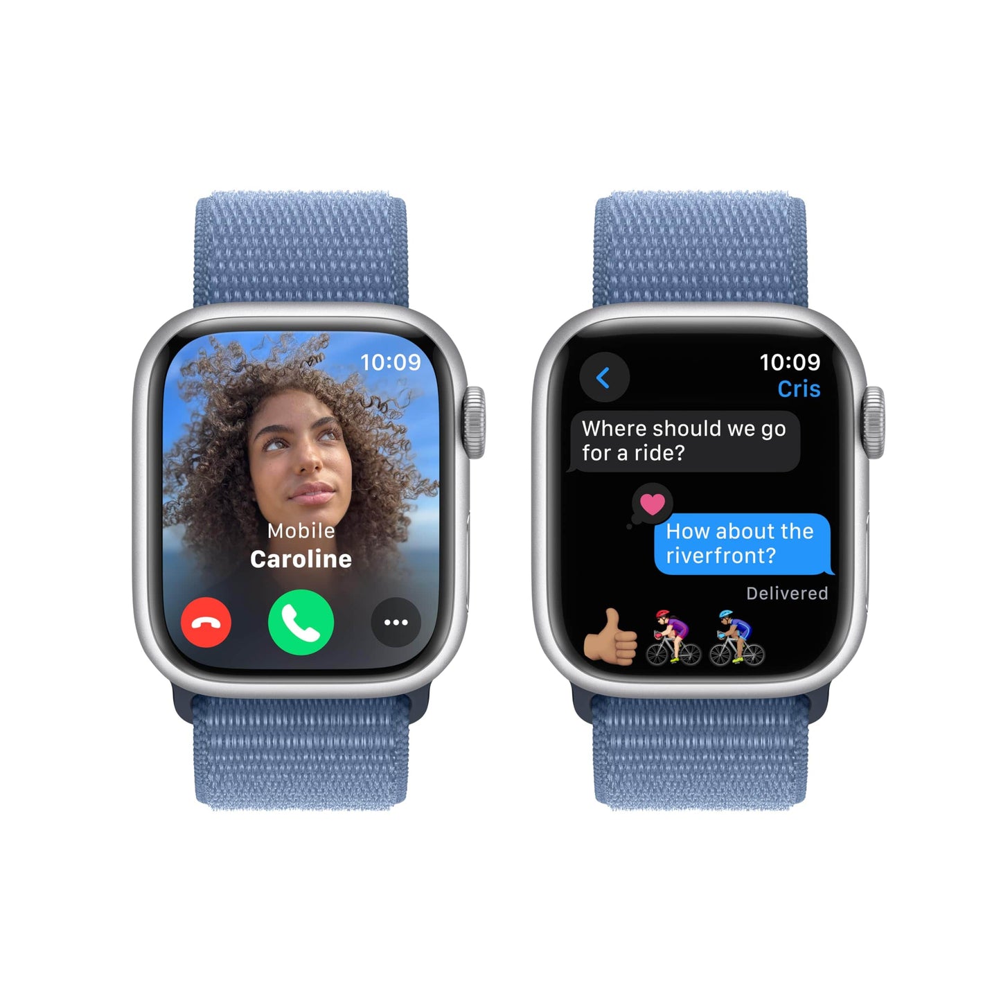 Montre intelligente Apple Watch Series 9 [GPS 45 mm] avec boîtier en aluminium Starlight et bracelet sport Starlight M/L. Tracker d'activité, applications ECG, écran Retina toujours actif, résistant à l'eau 