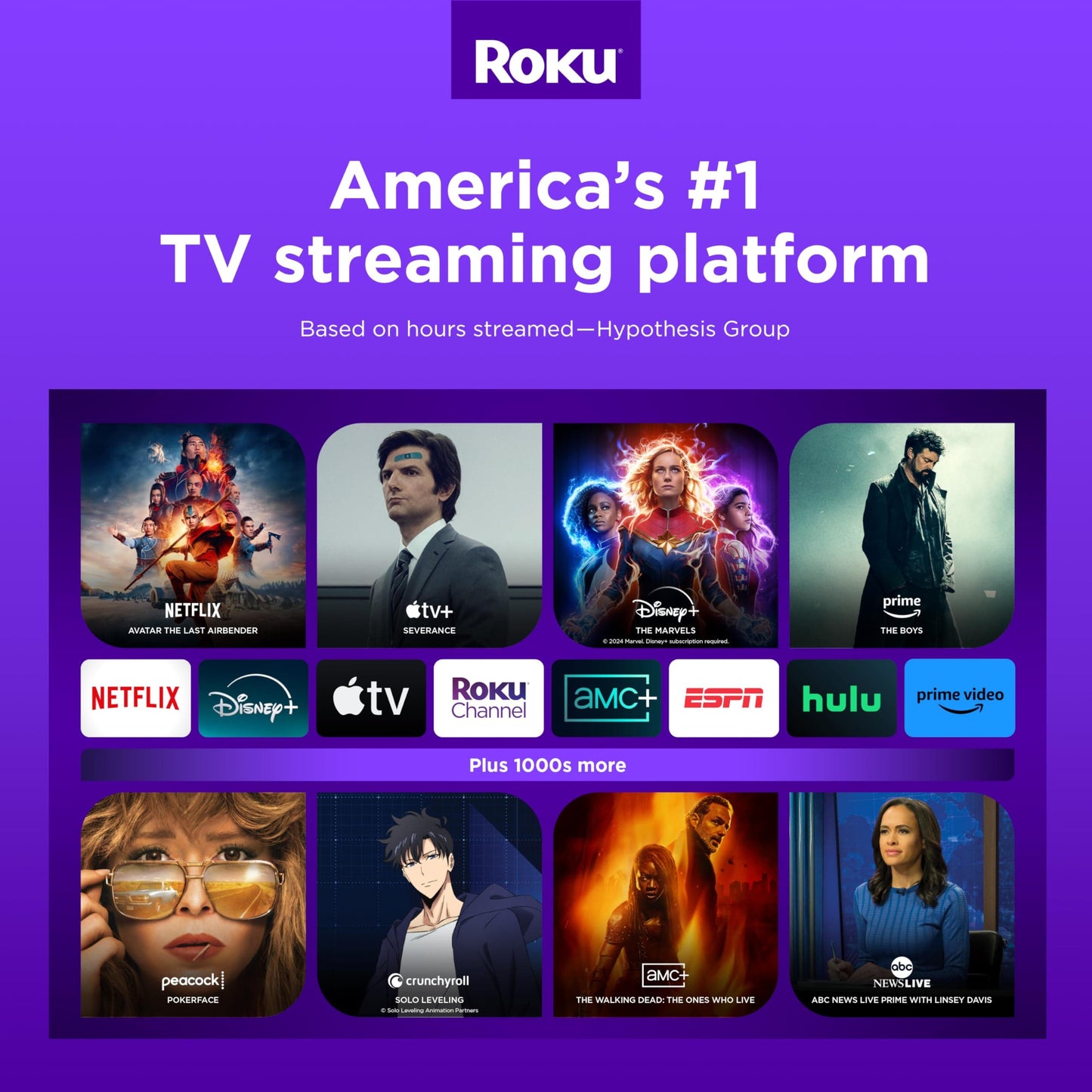 Roku 50" Select Series 4K HDR Smart RokuTV con control remoto por voz mejorado, imagen 4K brillante, brillo automático y transmisión fluida 