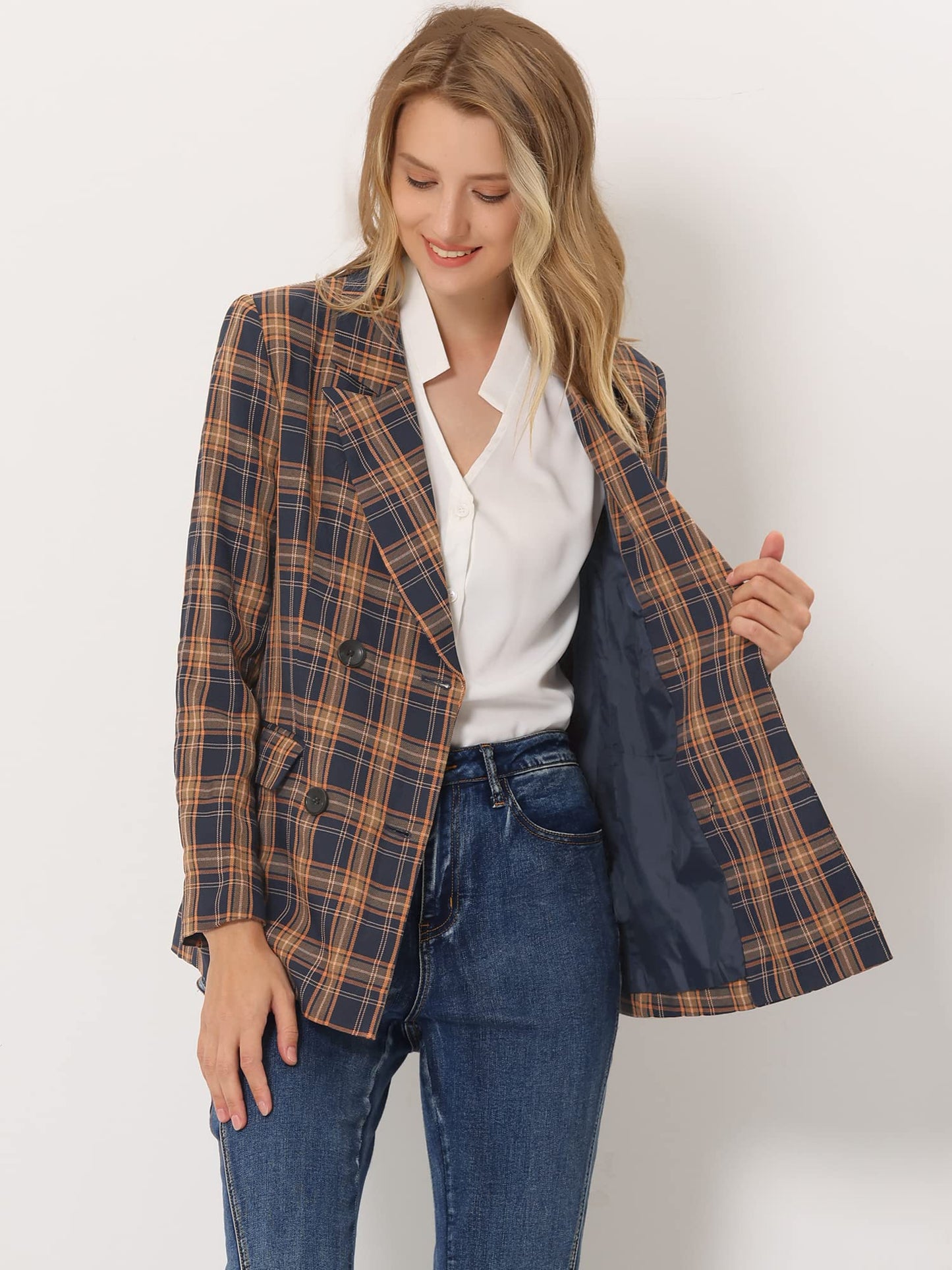 Allegra K Veste blazer formelle à revers cranté pour femme