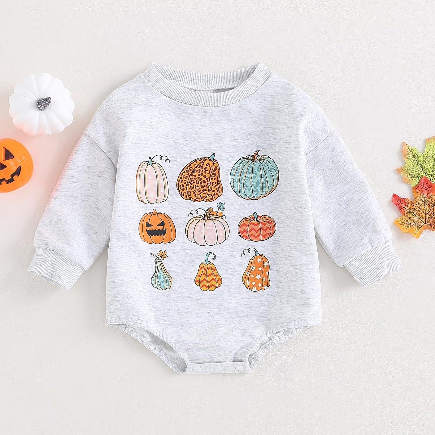 FYBITBO Halloween Baby Girl Boy Clothes Pumpkin Romper Sweatshirt Onesie Long Sleeve Bodysuit Top Fall Winter Outfit Xpress