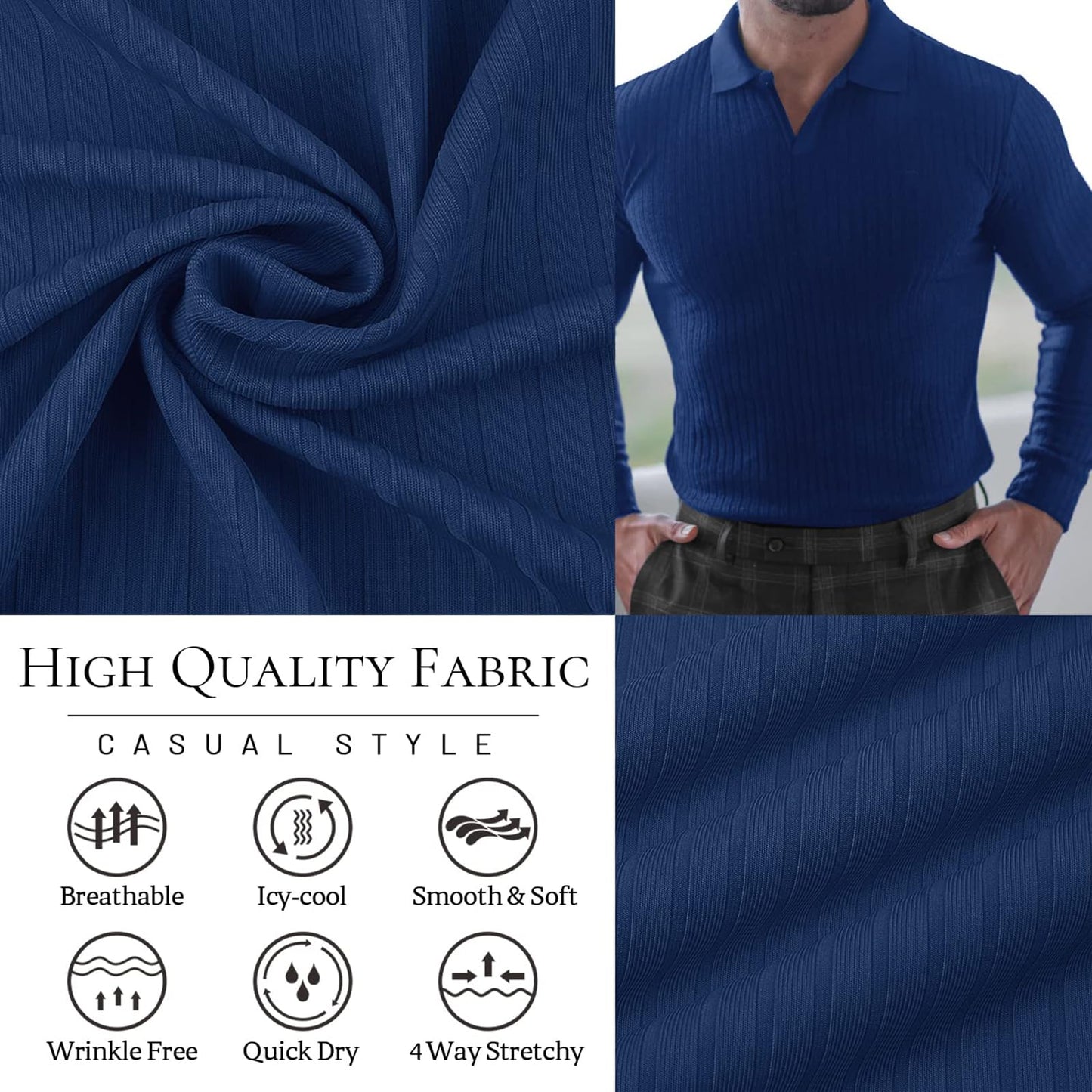 Muscle Polo Shirts for Men Slim Fit Short Sleeve Golf Shirts Men Dry Fit Shirts Casual Stylish Clothes