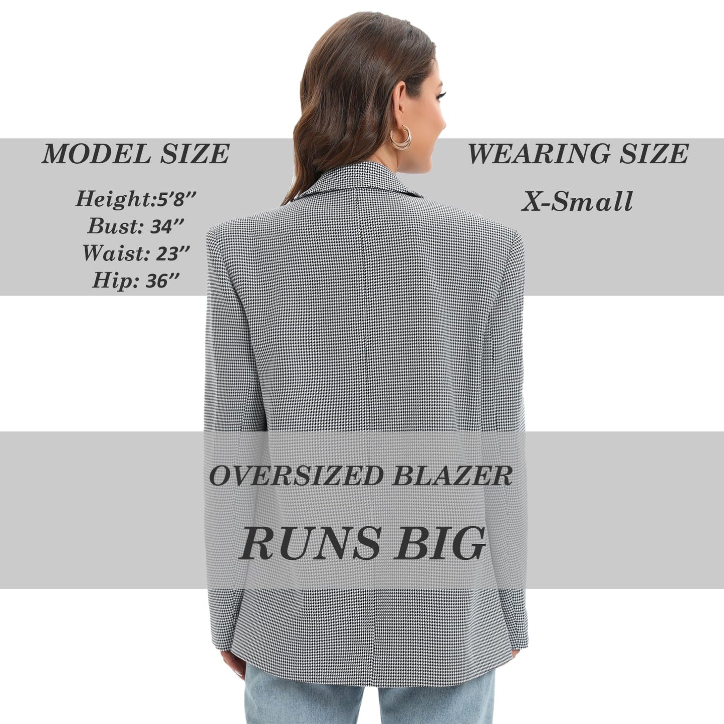 Women's Oversized Double-Breasted Suit Blazer Jacket Long Sleeve Casual Boyfriend Style Work Office Blazer with Pockets