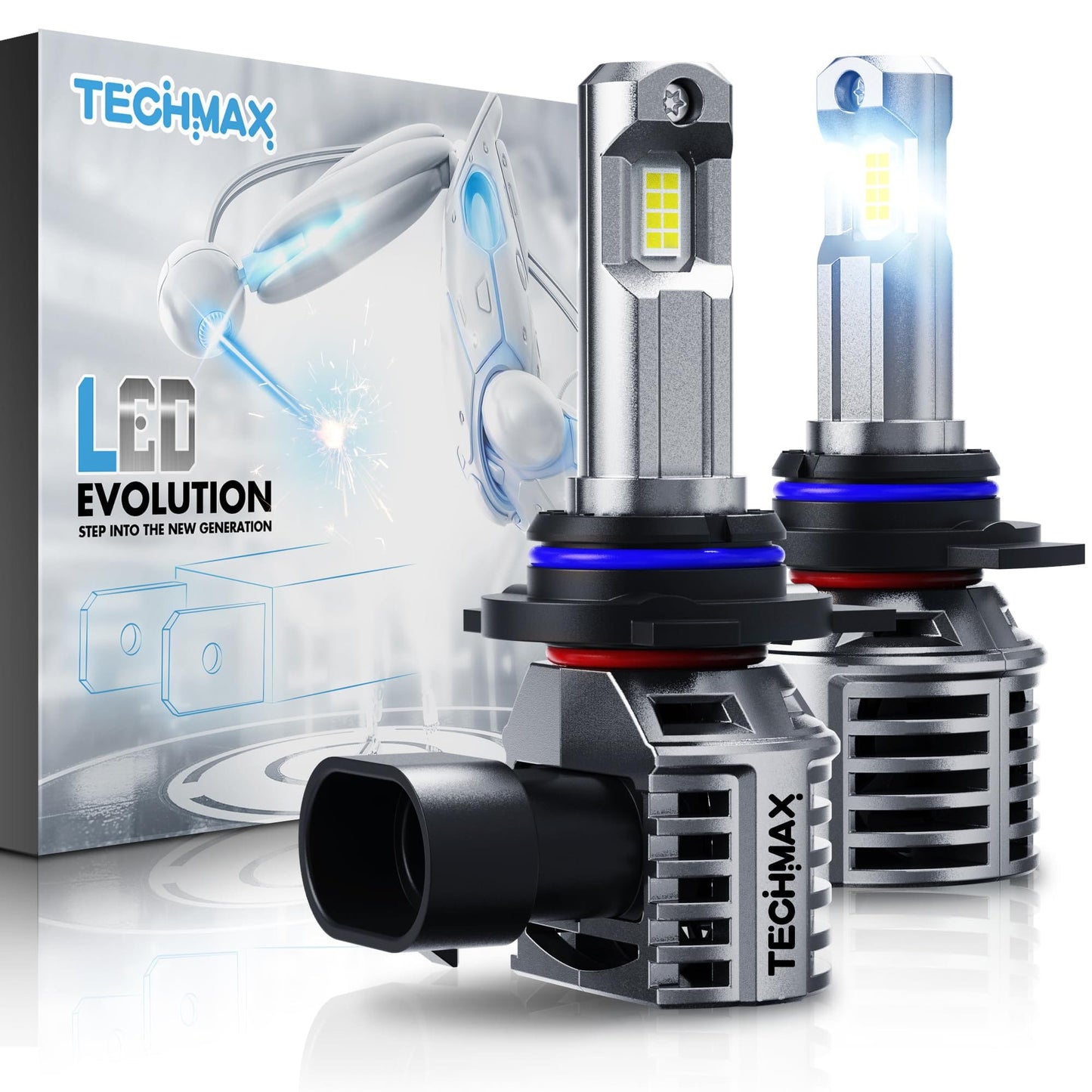 TECHMAX Bombilla LED H7, 18000 lm, 6500 K, luz blanca, no requiere adaptador con ventilador Plug and Play 1:1, luz antiniebla halógena de repuesto de tamaño pequeño, paquete de 2 