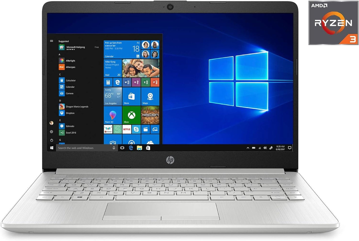 HP 14 Laptop, Intel Celeron N4020, 4 GB RAM, 64 GB Storage, 14-inch Micro-edge HD Display, Windows 11 Home, Thin & Portable, 4K Graphics, One Year of Microsoft 365 (14-dq0040nr, 2021, Snowflake White) Xpress