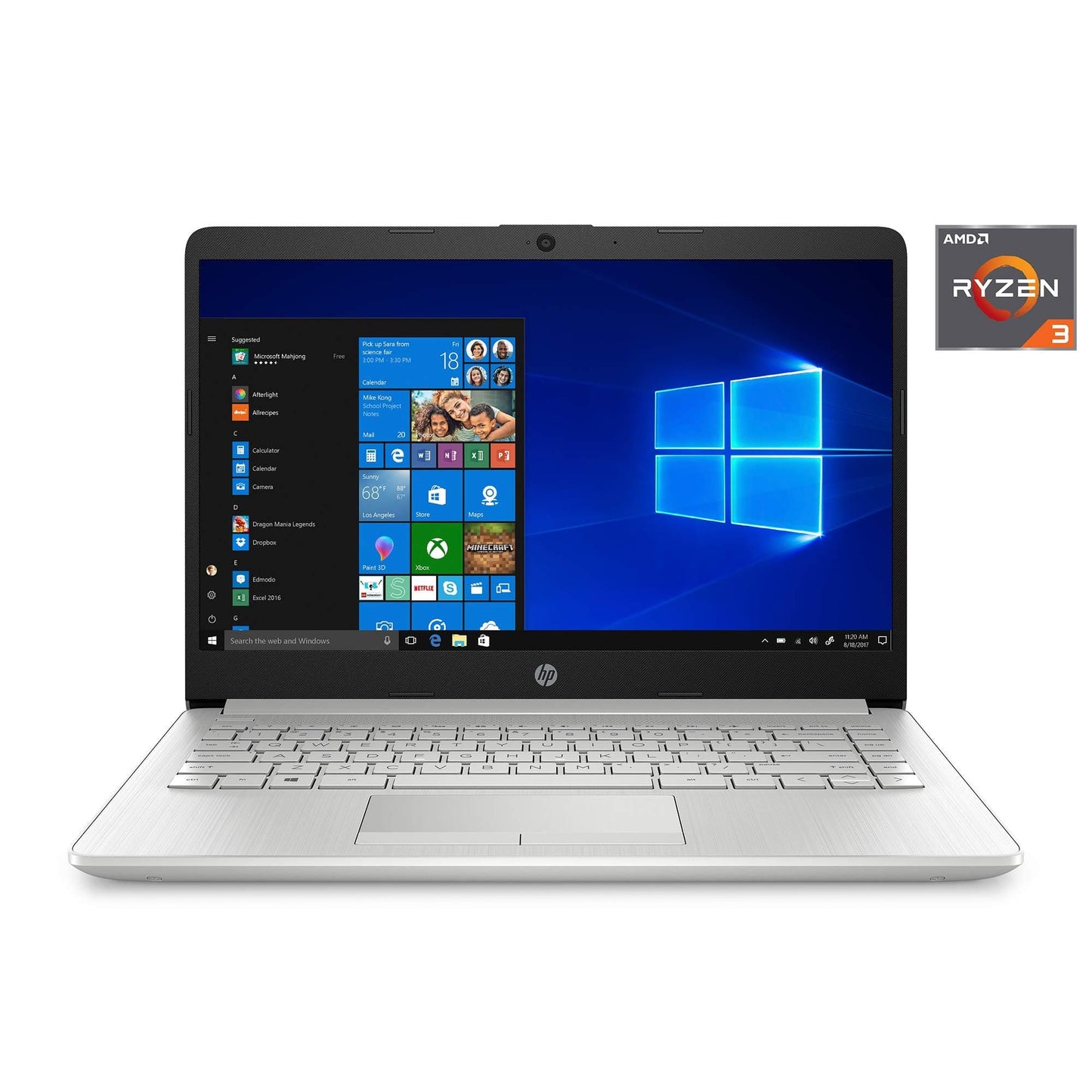 Laptop HP 14, Intel Celeron N4020, 4 GB de RAM, 64 GB de almacenamiento, pantalla HD Micro-edge de 14 pulgadas, Windows 11 Home, delgada y portátil, gráficos 4K, un año de Microsoft 365 (14-dq0040nr, blanco copo de nieve) 