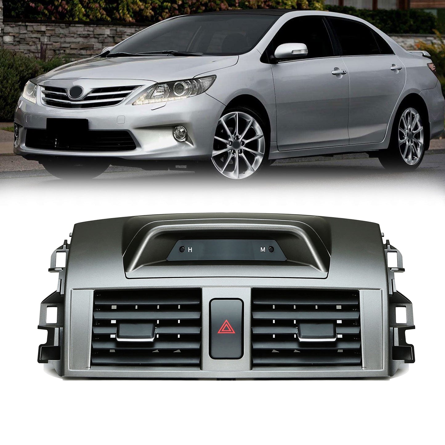 Center Dash A/C Outlet Air Vent Panel Replacement with Clock Air Vent Compatible with Toyota Corolla 2009-2013 Replaces # 55670-02340