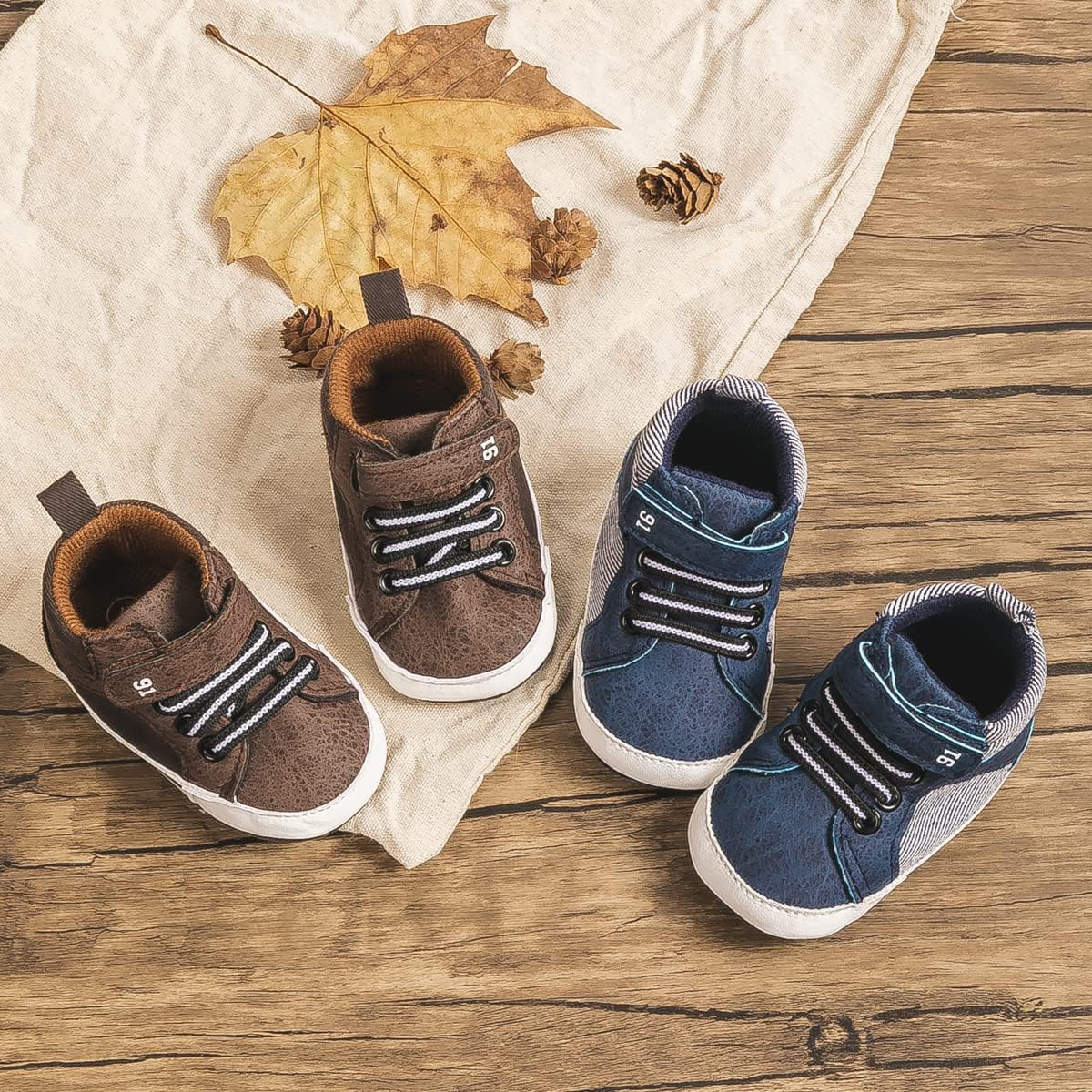 Meckior Toddler Baby Boys Girls High Tops Ankle Sneakers Soft Anti-Slip Sole PU Leather Moccasins Infant Newborn Prewalker First Walking Crib Shoes Xpress