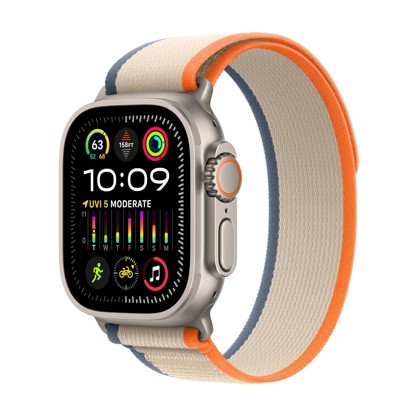 Montre intelligente Apple Watch Ultra 2 [GPS + Cellular 49 mm] avec boîtier en titane robuste et bracelet bleu océan. Tracker d'activité, GPS de précision, bouton d'action, durée de vie de la batterie extra longue, écran Retina lumineux 