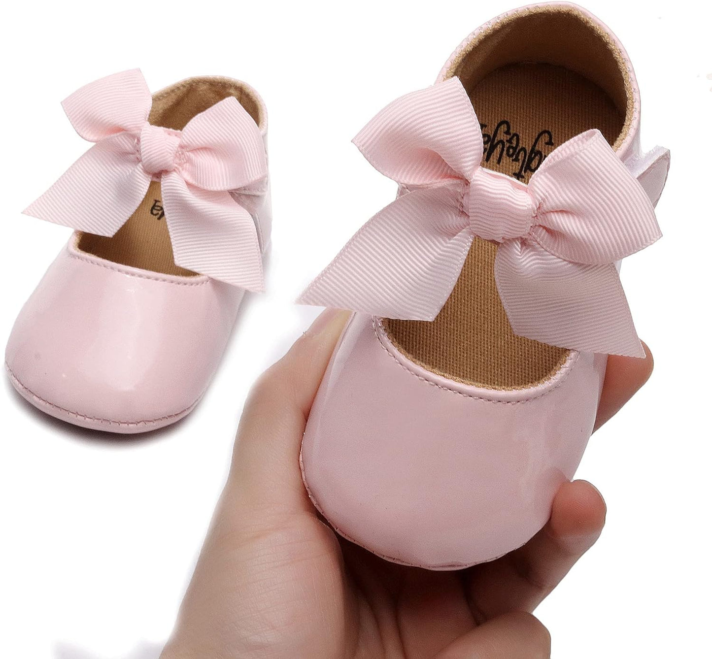 HONGTEYA Infant Baby Girls Mary Jane Flats Non Slip for Toddler First Walkers Soft Sole PU Leather Crib Shoes Sneaker Wedding Party Christmas Princess Dress Shoes Baby Moccasins Girls Xpress