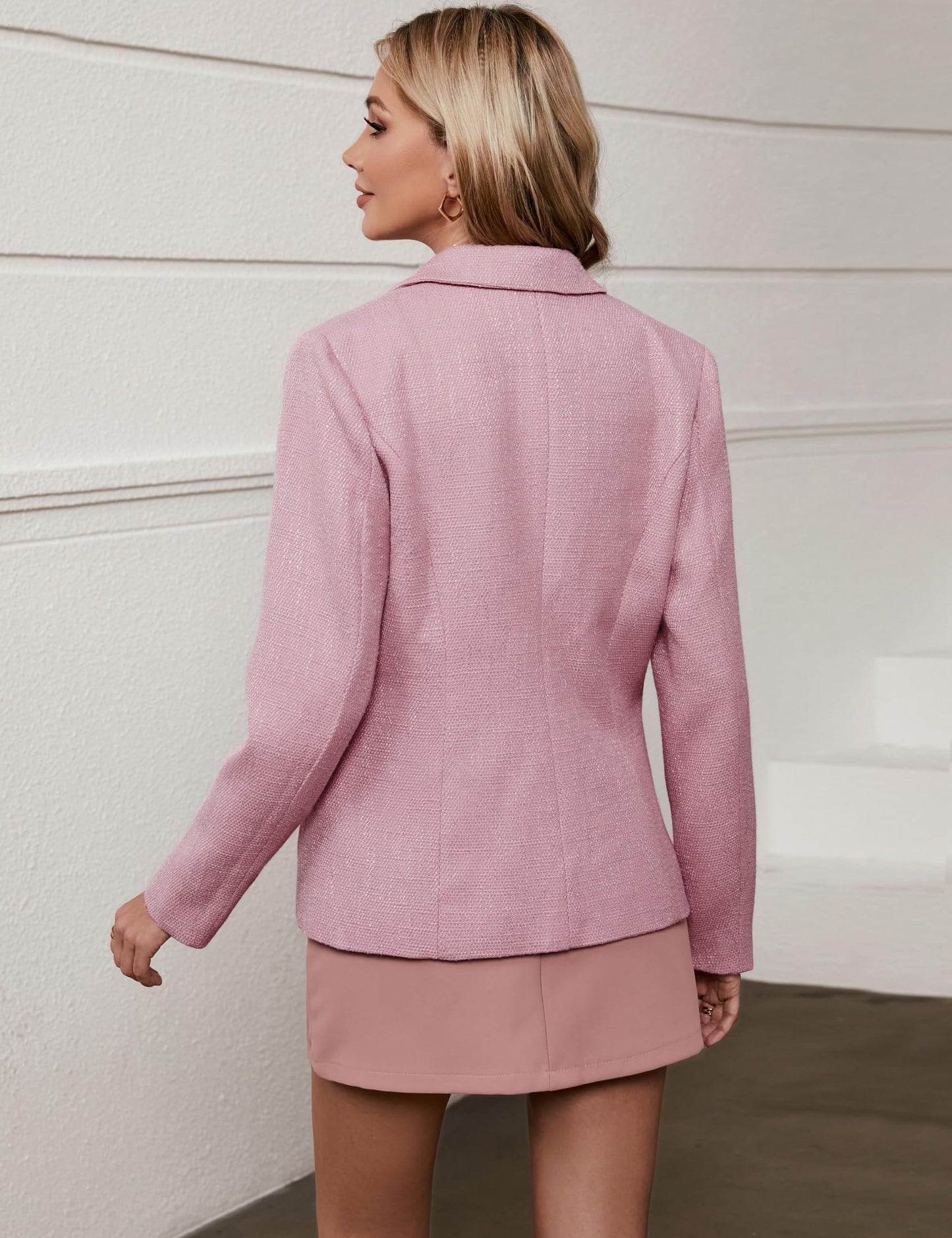 luvamia Tweed Blazers para mujer de negocios casual elegante chaqueta trajes de trabajo oficina profesional trajes de manga larga