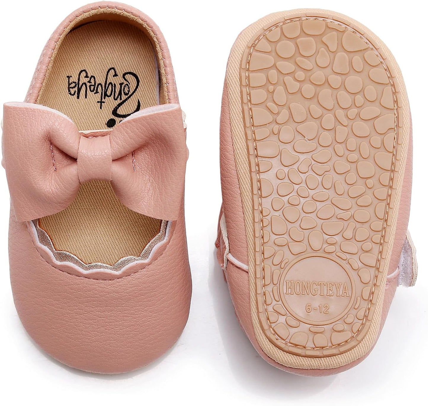 HONGTEYA Infant Baby Girls Mary Jane Flats Non Slip for Toddler First Walkers Soft Sole PU Leather Crib Shoes Sneaker Wedding Party Christmas Princess Dress Shoes Baby Moccasins Girls Xpress