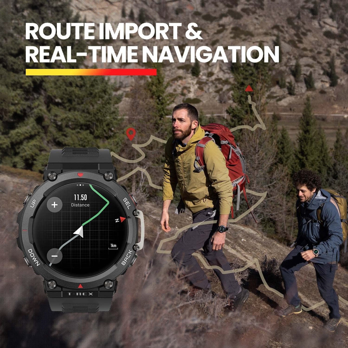 Reloj inteligente Amazfit T-Rex Ultra para hombre, duración de la batería de 20 días, buceo en apnea de 30 m, GPS de doble banda y soporte para mapas sin conexión, resistente al agua hasta 100 m, reloj deportivo para exteriores de grado militar, negro 