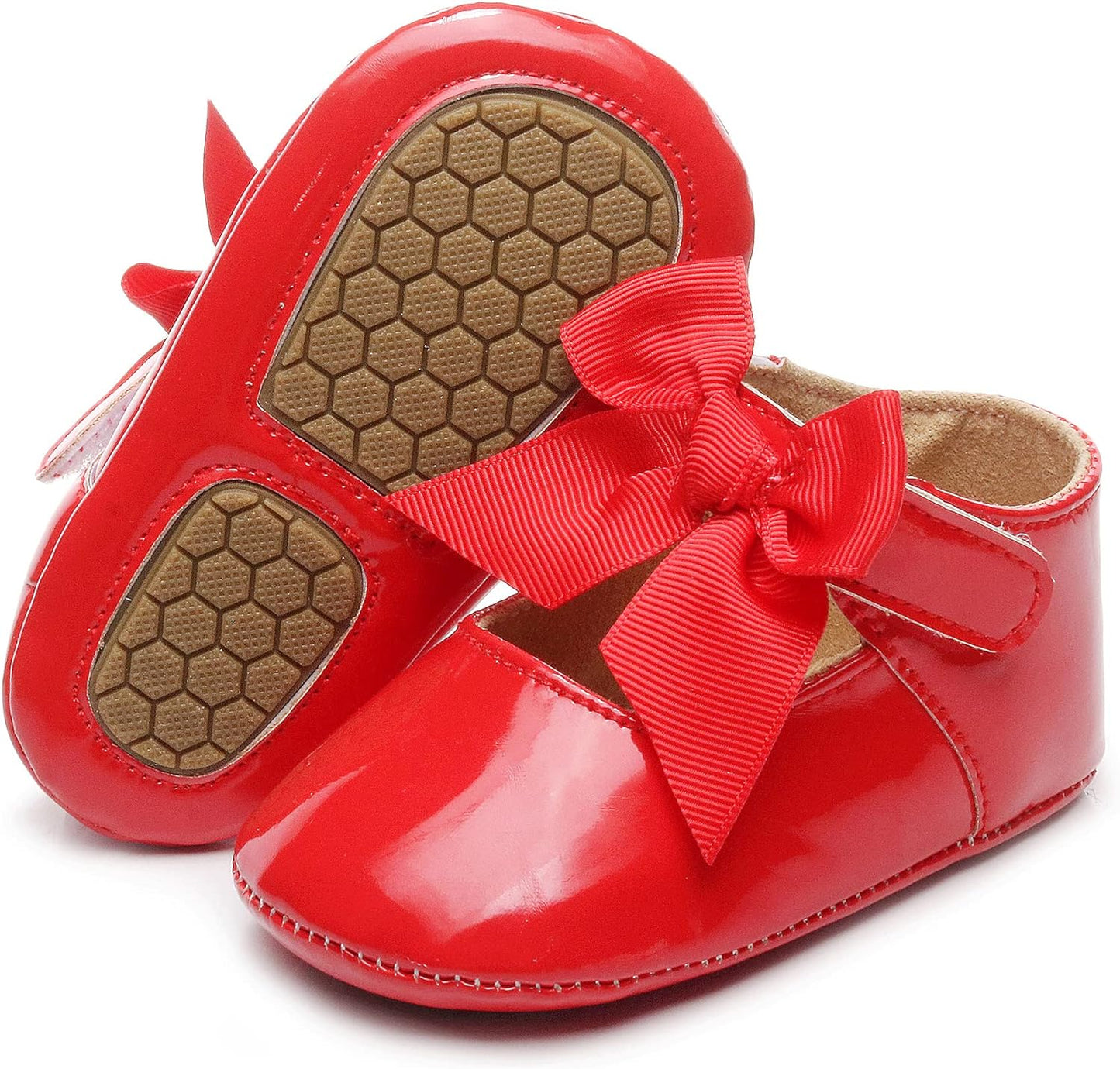 HONGTEYA Infant Baby Girls Mary Jane Flats Non Slip for Toddler First Walkers Soft Sole PU Leather Crib Shoes Sneaker Wedding Party Christmas Princess Dress Shoes Baby Moccasins Girls Xpress