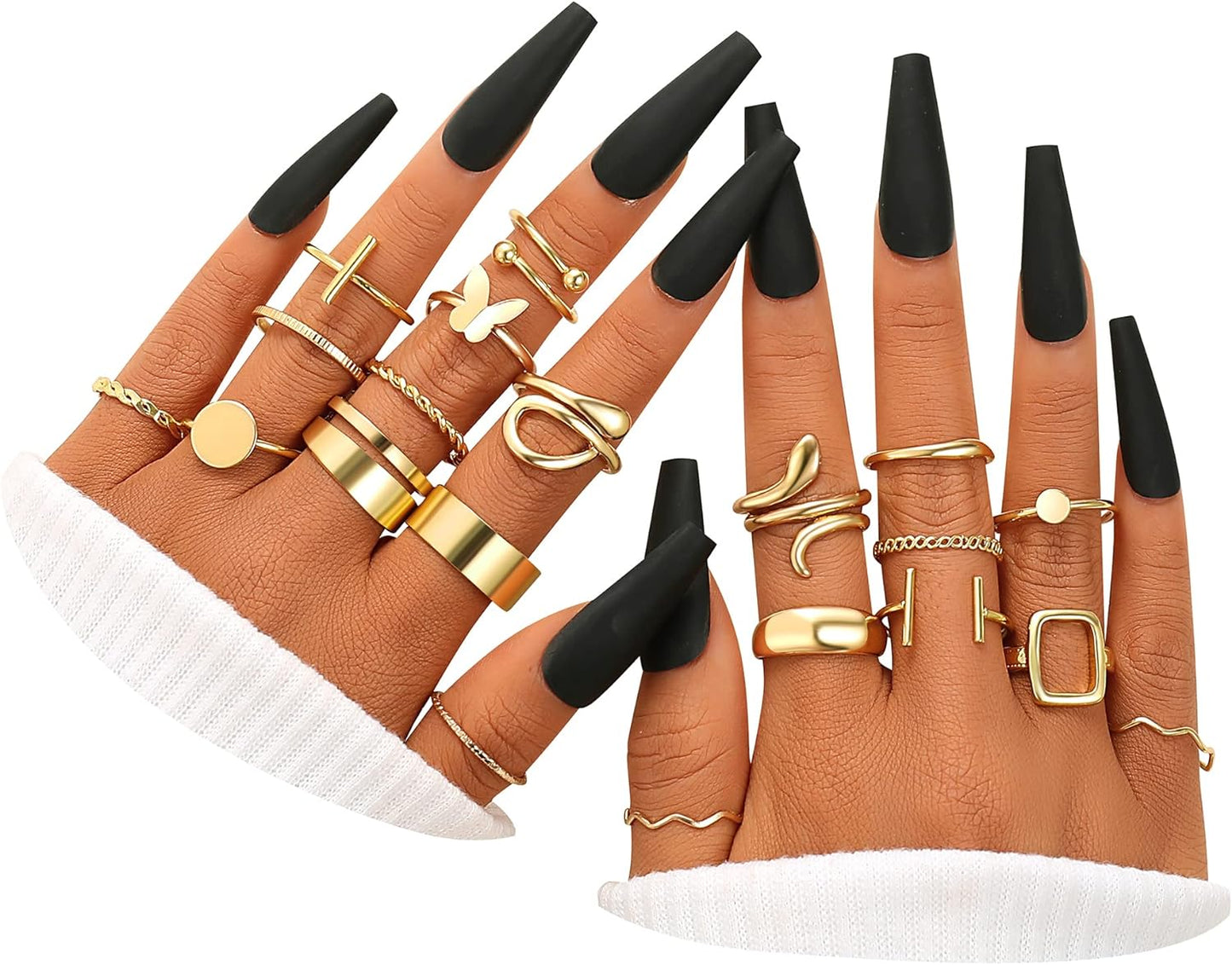 ÌF ME 24 Pcs Gold Vintage Knuckle Rings Set for Women Girls, Boho Dainty Stackable Midi Finger Rings, Snake Butterfly Signet Fashion Ring Pack Jewelry Gifts. Xpress